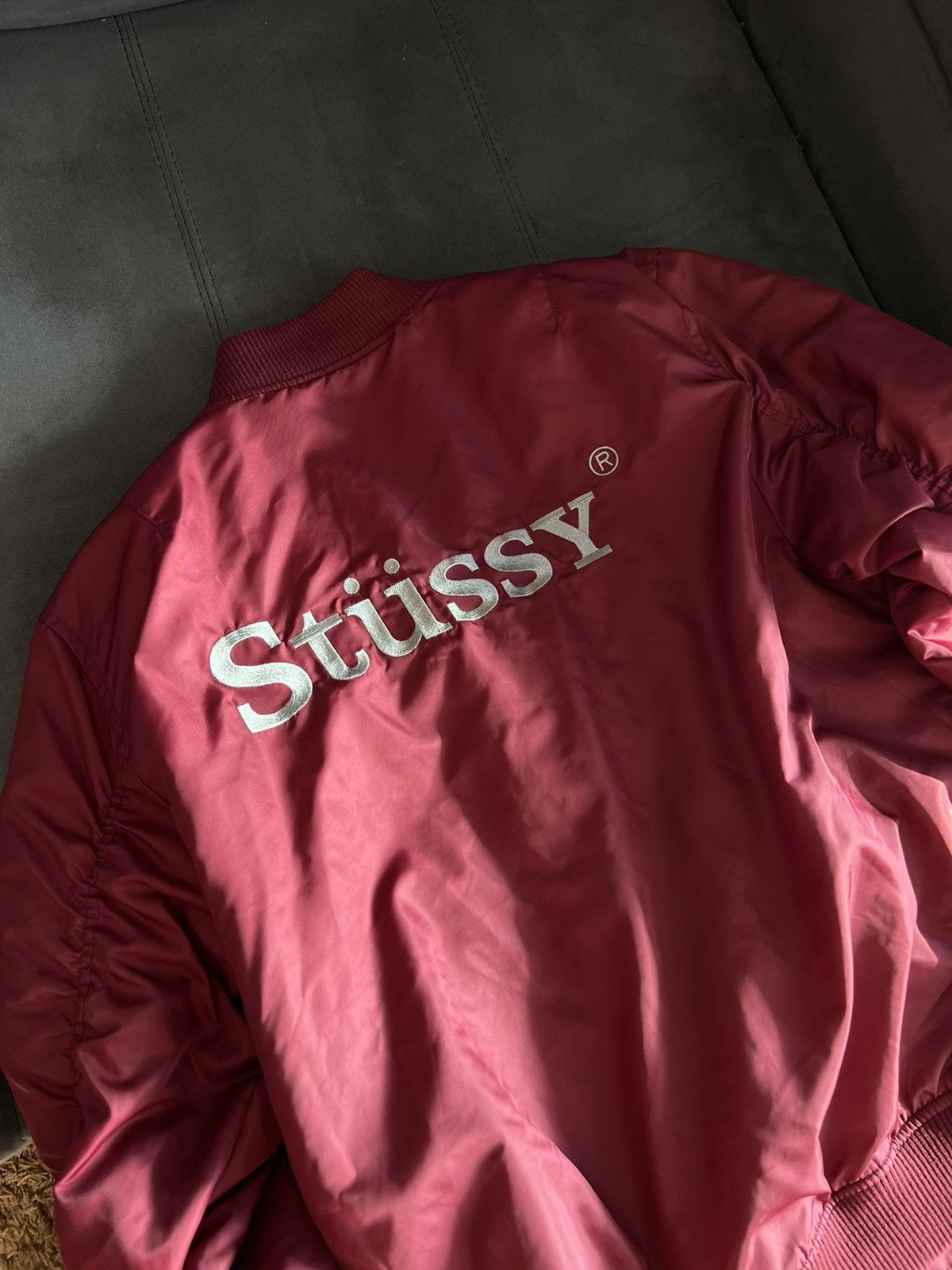 Stussy Stussy violet big logo bomber FAST SHIP | Grailed