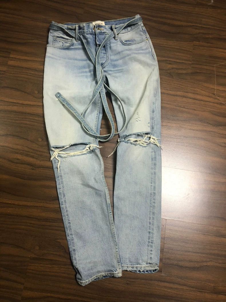 Fear of God Fear of God Streamer blue cow straight-leg pants Size US 30 / EU 46 - 1 Thumbnail