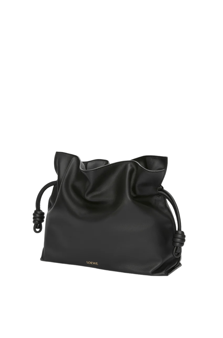 LOEWE Flamenco Large Black Leather Clutch New