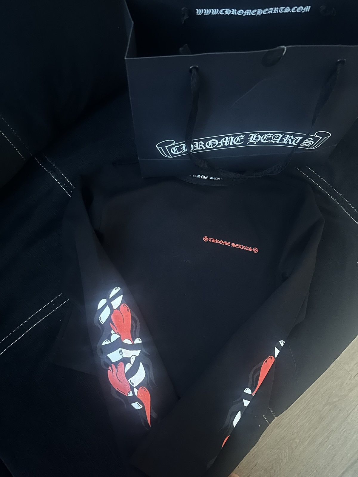 image of Chrome Hearts X Matty Boy Long Sleeve, Cropped in Black, Women's (Size Small)