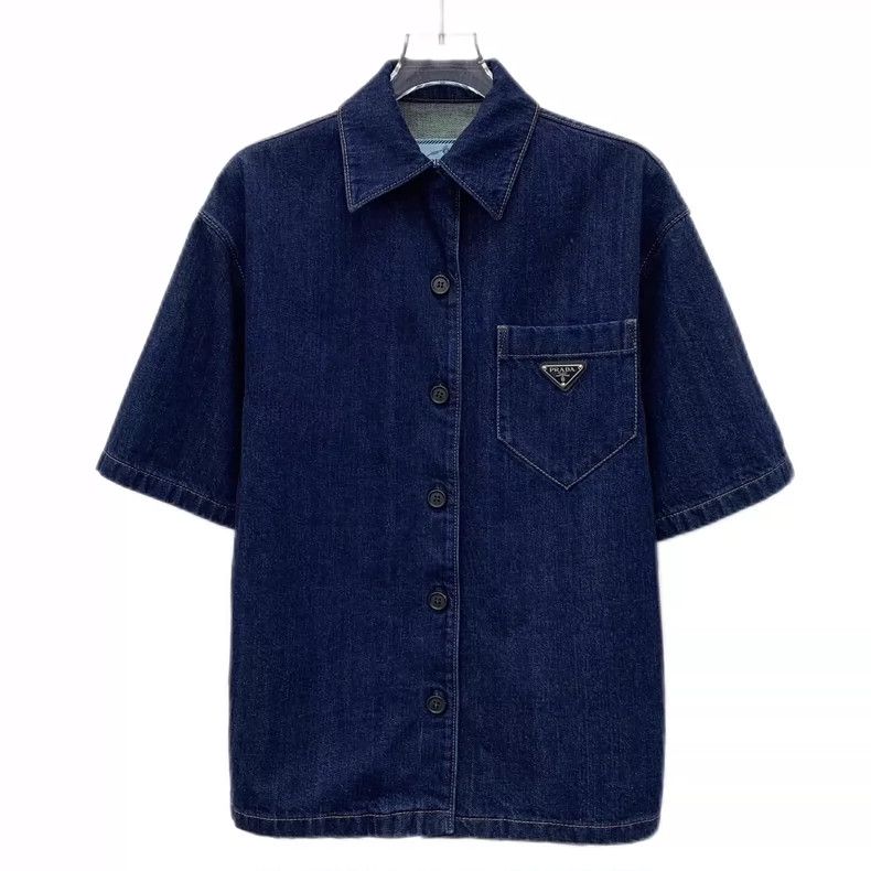 Prada Prada Dark blue triangle label cotton lapel single-breasted Size XS / US 0-2 / IT 36-38 - 1 Thumbnail