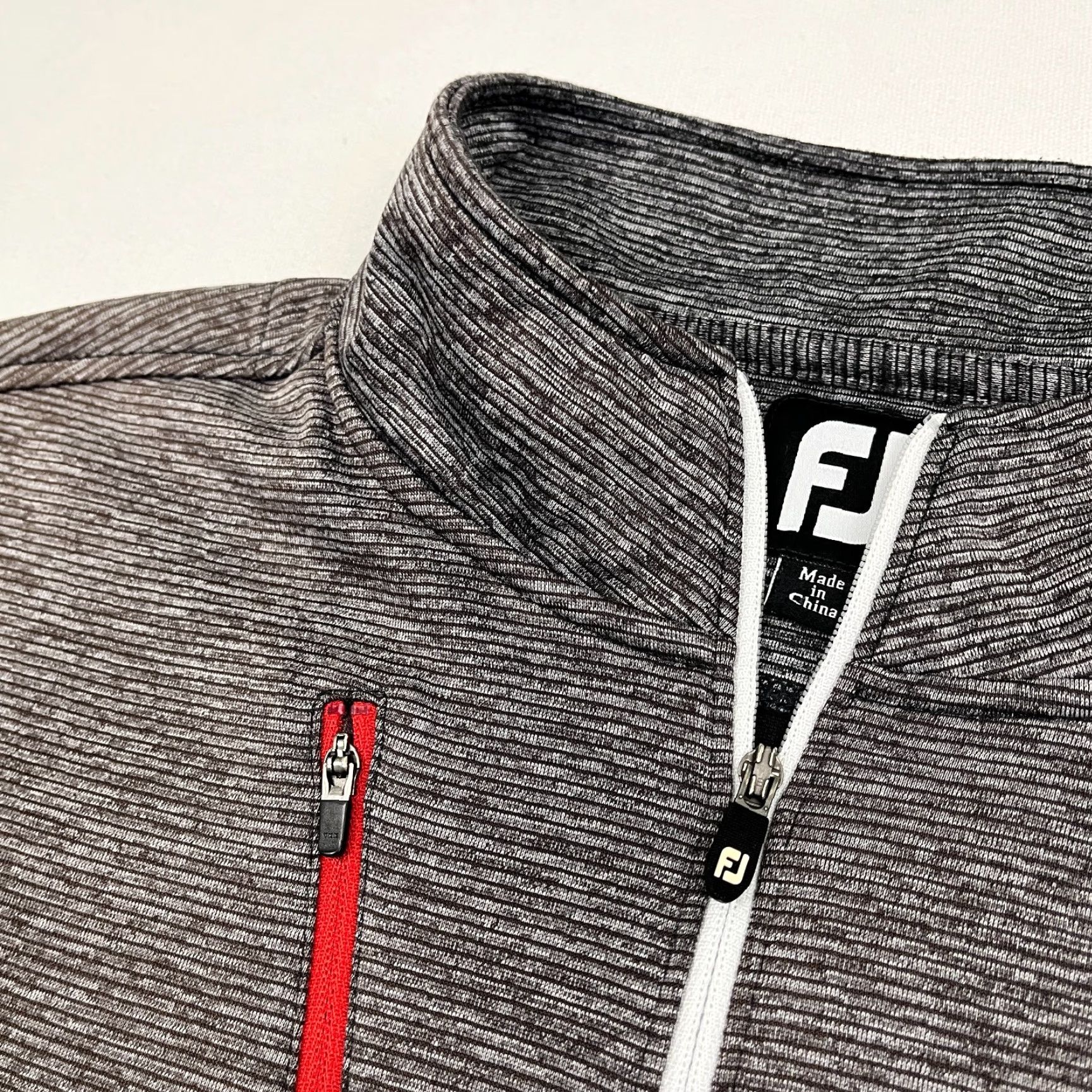 Footjoy FootJoy Pullover Mens L Striped Gray Red Heritage Shores DE Golf Performance Jacket Size US L / EU 52-54 / 3 - 3 Thumbnail