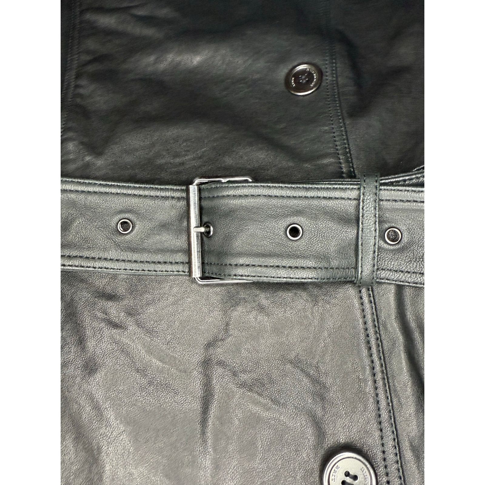 Burberry Burberry Brit Black Brown Leather Cotton Belted Jacket US 4 Size S / US 4 / IT 40 - 6 Thumbnail