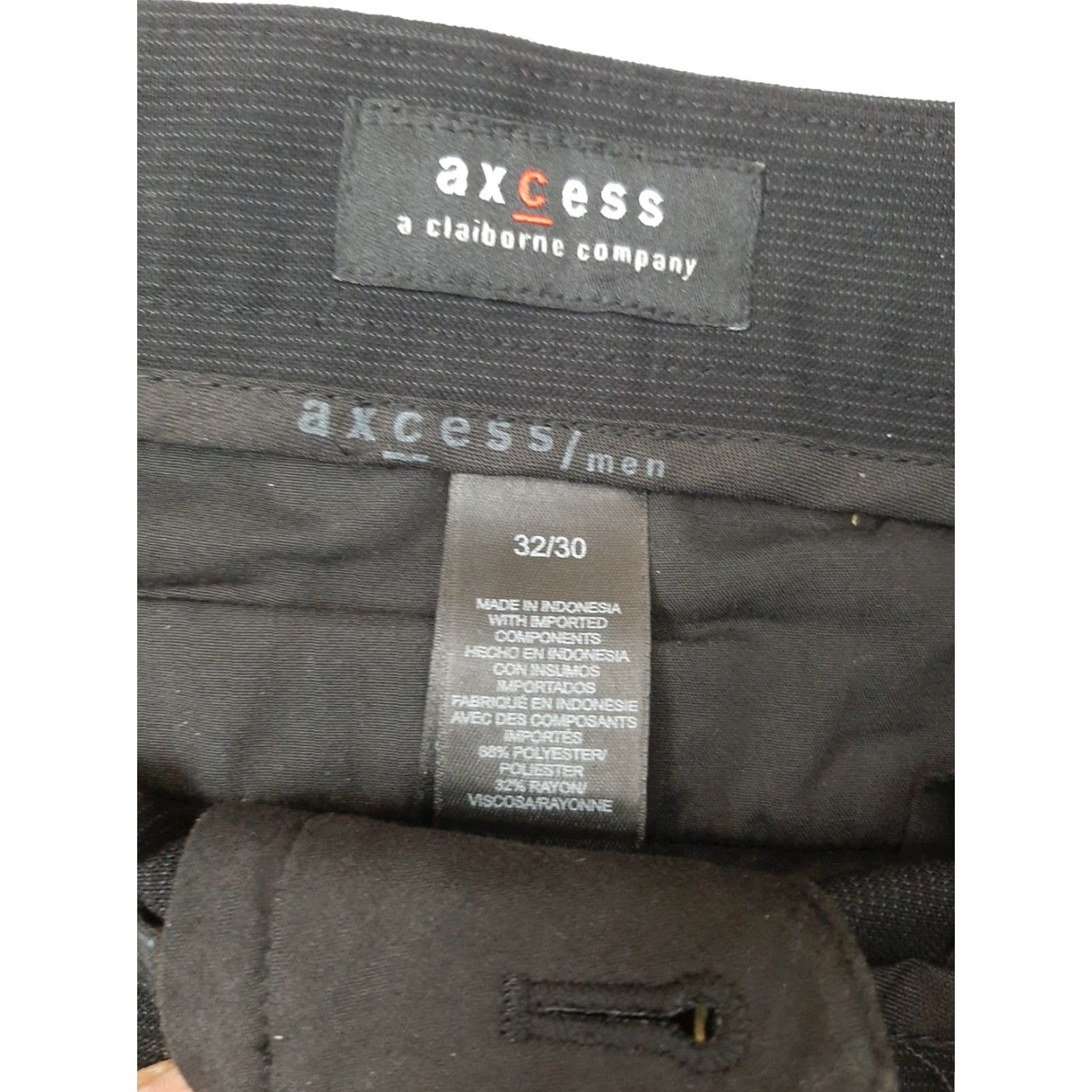 Vintage AXCESS CLAIBORNE DRESS PANTS SIZE 32 X 30 Polyester Black Gray Striped Formal Dress Pants Mens 30 Inseam Regular Waist 32 Size US 32 / EU 48 - 3 Thumbnail