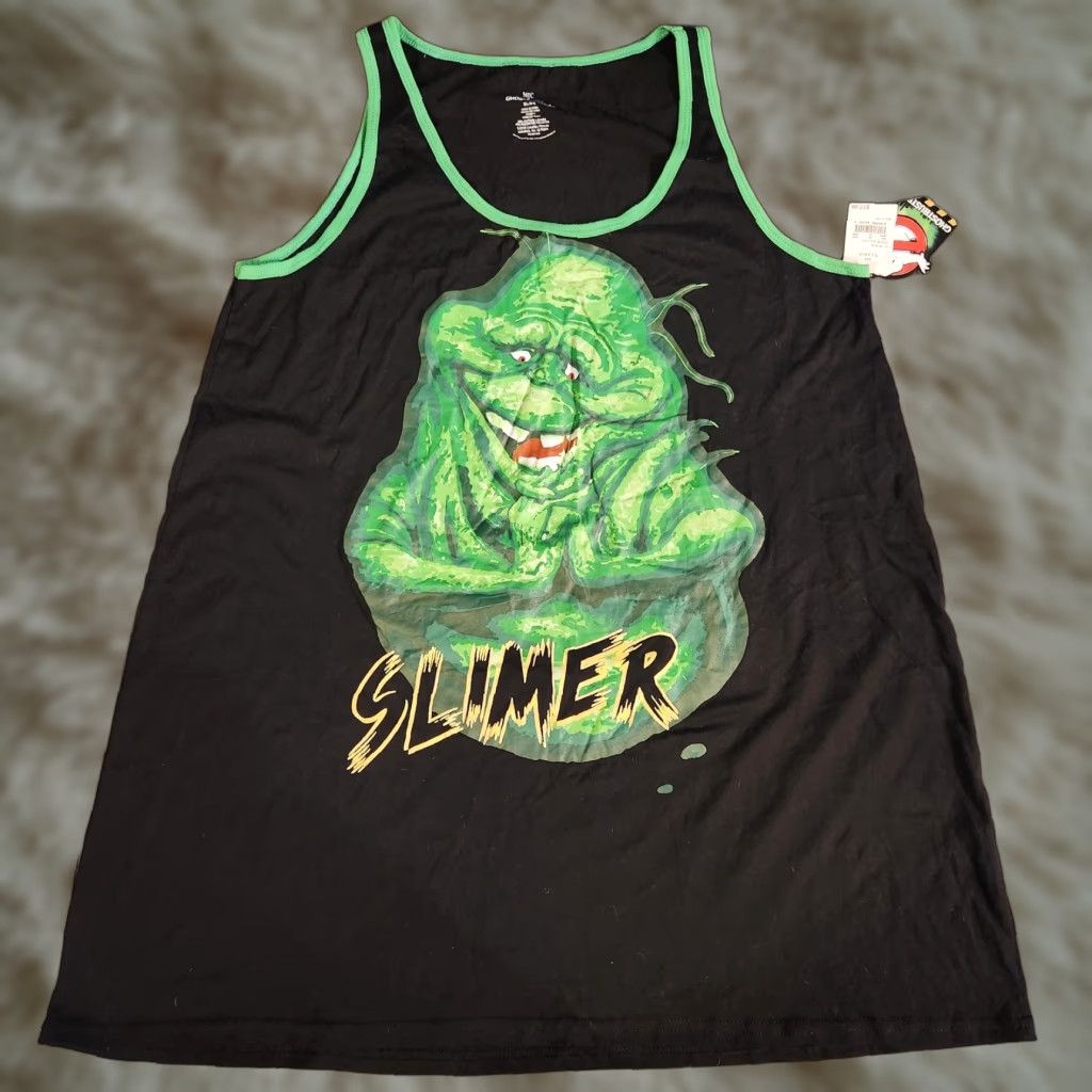 Vintage Ghostbusters T-Shirt Mens XL Graphic Print Slimer Tank Top Black New Size US XL / EU 56 / 4 - 1 Thumbnail