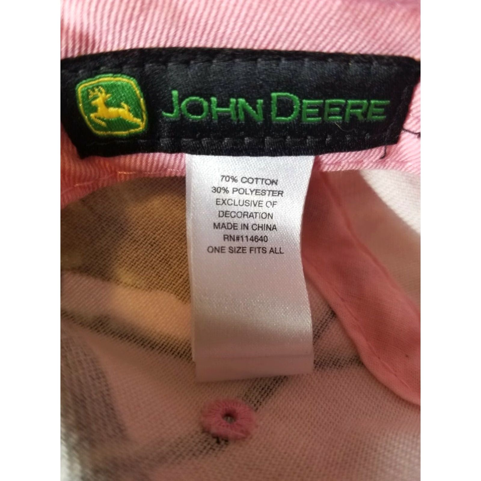 John Deere John Deere Womens Pink Camouflage Adjustible Hunting Cotton Poly Hat Size ONE SIZE - 3 Thumbnail