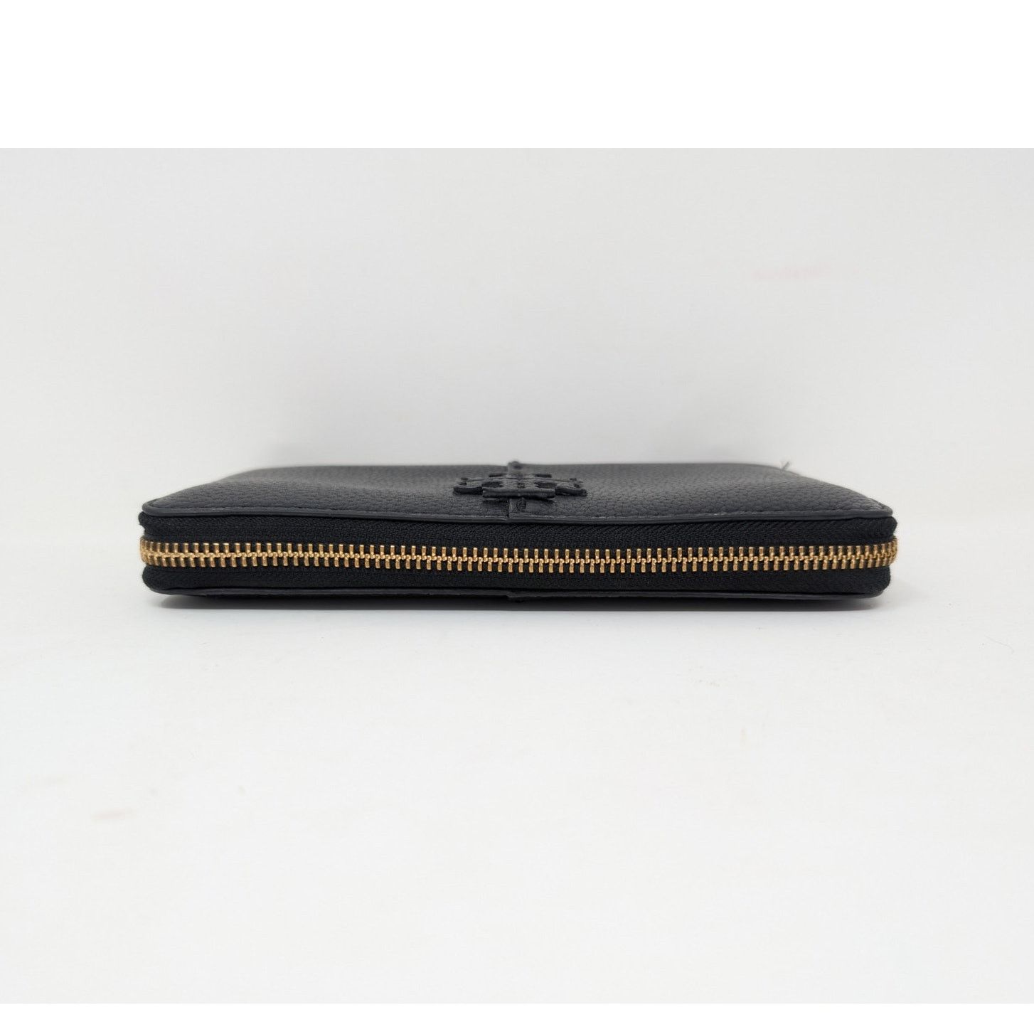 Tory Burch Tory Burch Black Leather Wallet Pebbled Logo Continental Size ONE SIZE - 4 Thumbnail