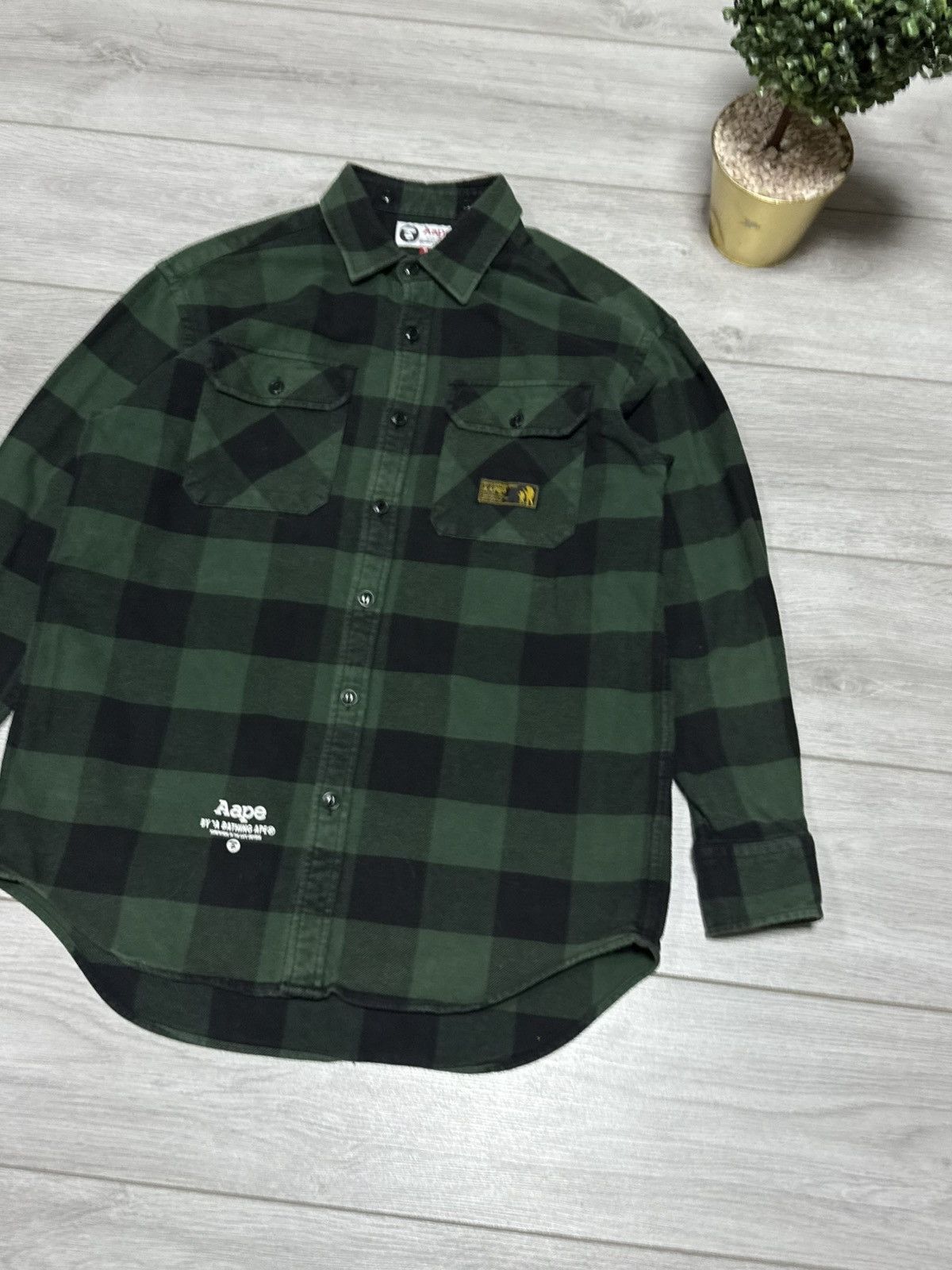 Aape Aape Bape check shirt plaid overshot spell out big logo Size US M / EU 48-50 / 2 - 9 Thumbnail