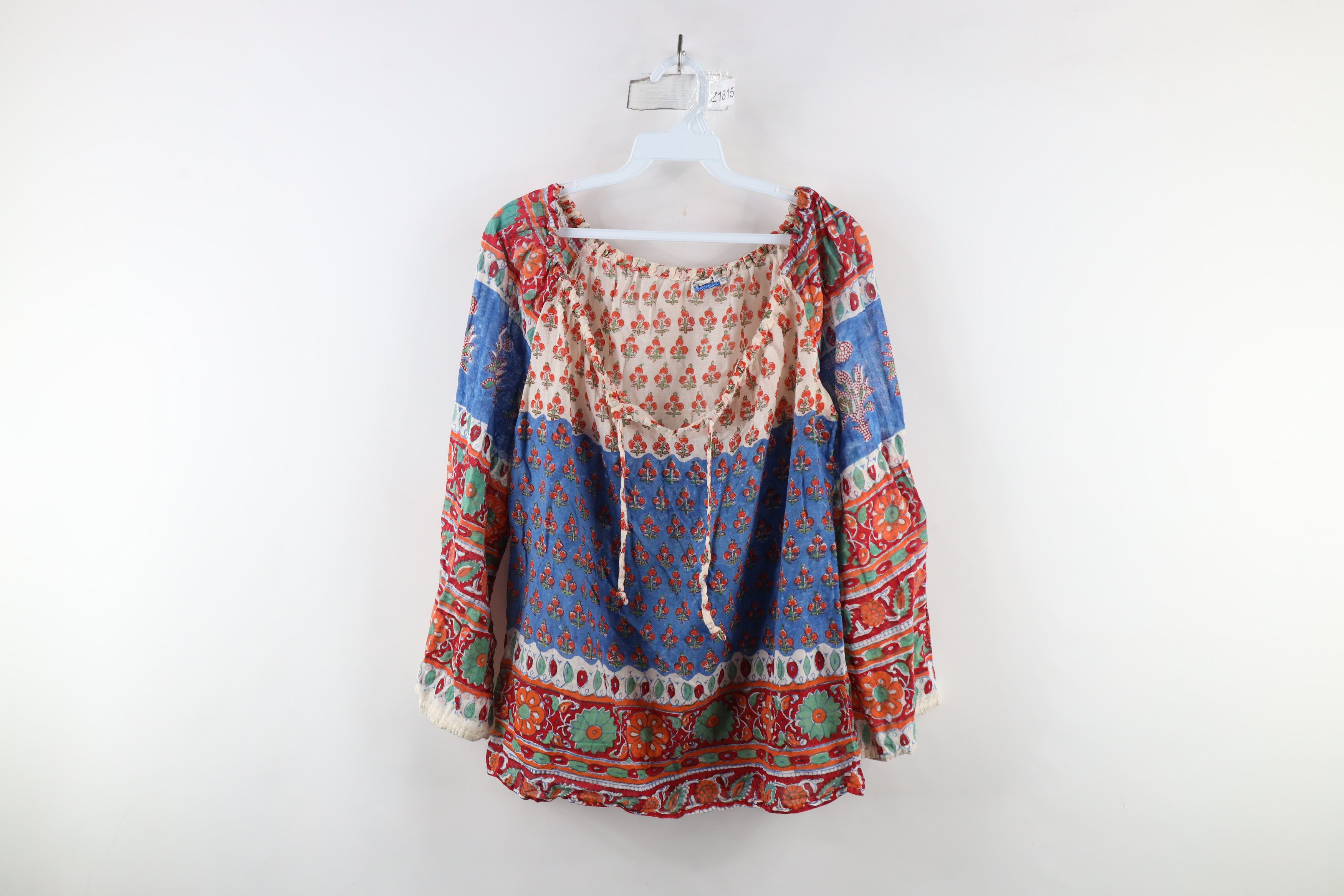 Vintage Vintage 60s 70s Boho Chic Hippie Flower Flared Sleeve Shirt Size S / US 4 / IT 40 - 1 Thumbnail