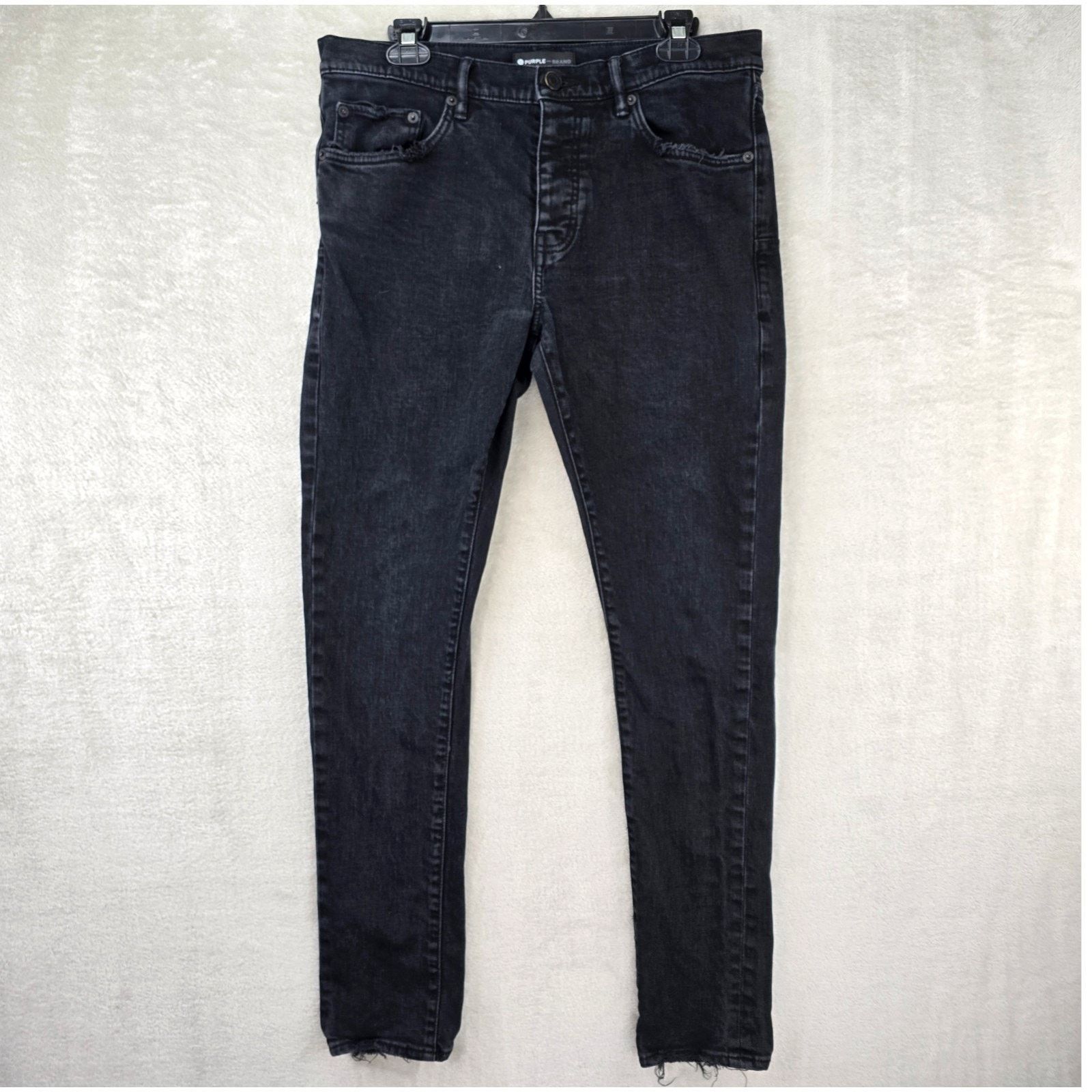 Purple Brand Purple Brand Jeans Mens 33x30 Black P001 Distressed Slim Fit Size US 33 - 1 Thumbnail