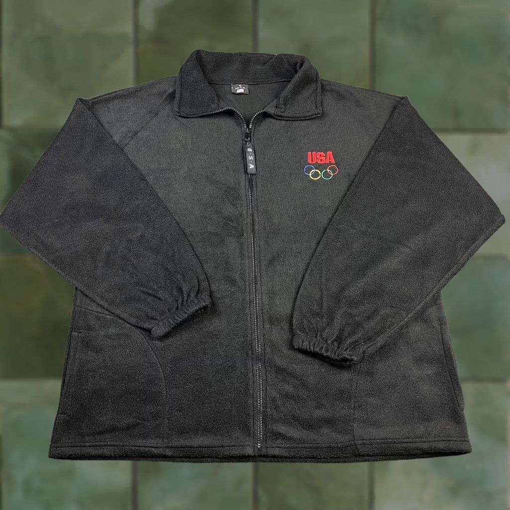 Vintage VINTAGE 90s Black Fleece Jacket XL Embroidered USA Olympics Logo Lightweight Jacket Men XL Black USA Olympics 90s Vintage Embroidered Patches USA Size US XL / EU 56 / 4 - 1 Thumbnail
