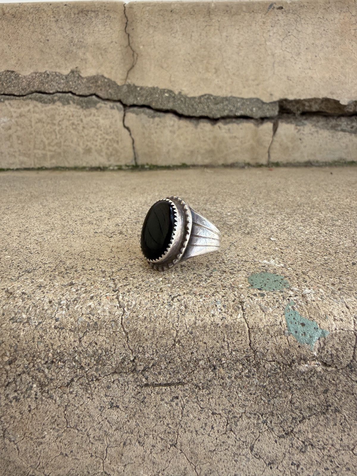 Sterling Silver Navajo Onyx Ring Size ONE SIZE - 1 Thumbnail