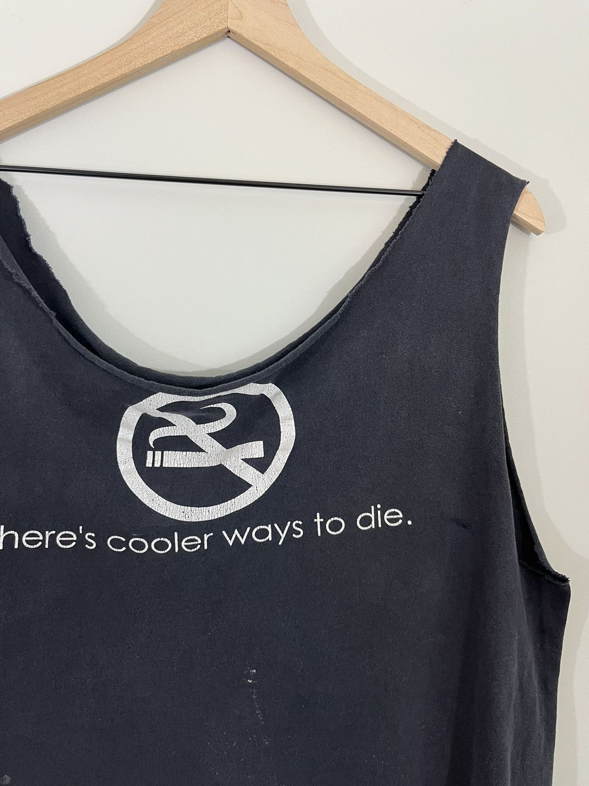 Vintage NO SMOKING Death Joke Sun Faded Thrashed Cut Off Size US L / EU 52-54 / 3 - 2 Thumbnail