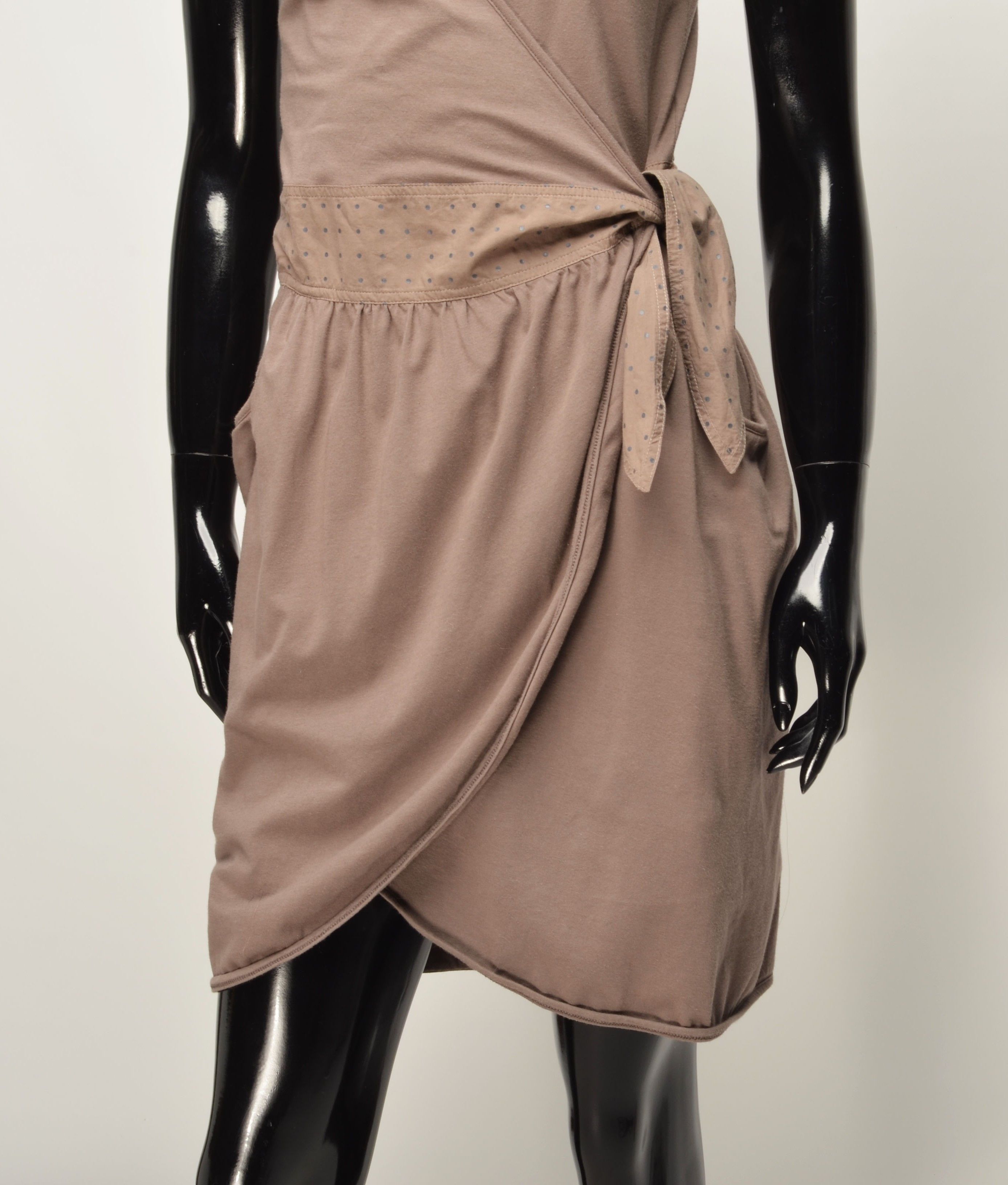 Brunello Cucinelli Brunello Cucinelli Brown Sleeveless Wrap Mini Dress Size M / US 6-8 / IT 42-44 - 3 Thumbnail