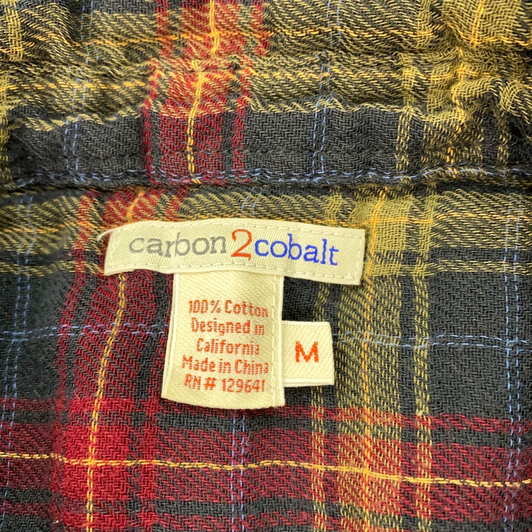 Carbon 2 Cobalt Flannel Shirt Mens Medium Long Sleeve Plaid