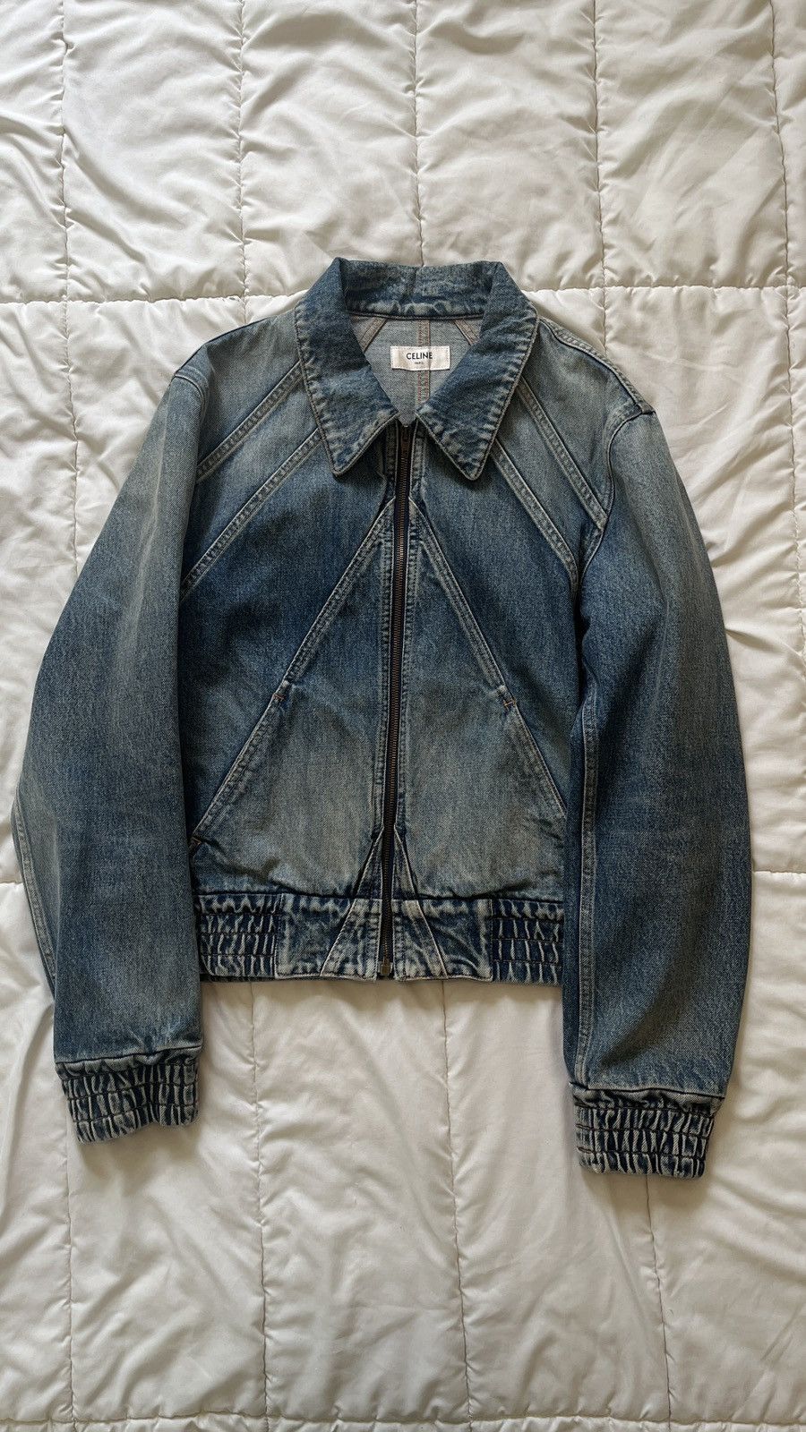 Celine Trucker jacket in clean dark union wash denim | Grailed
