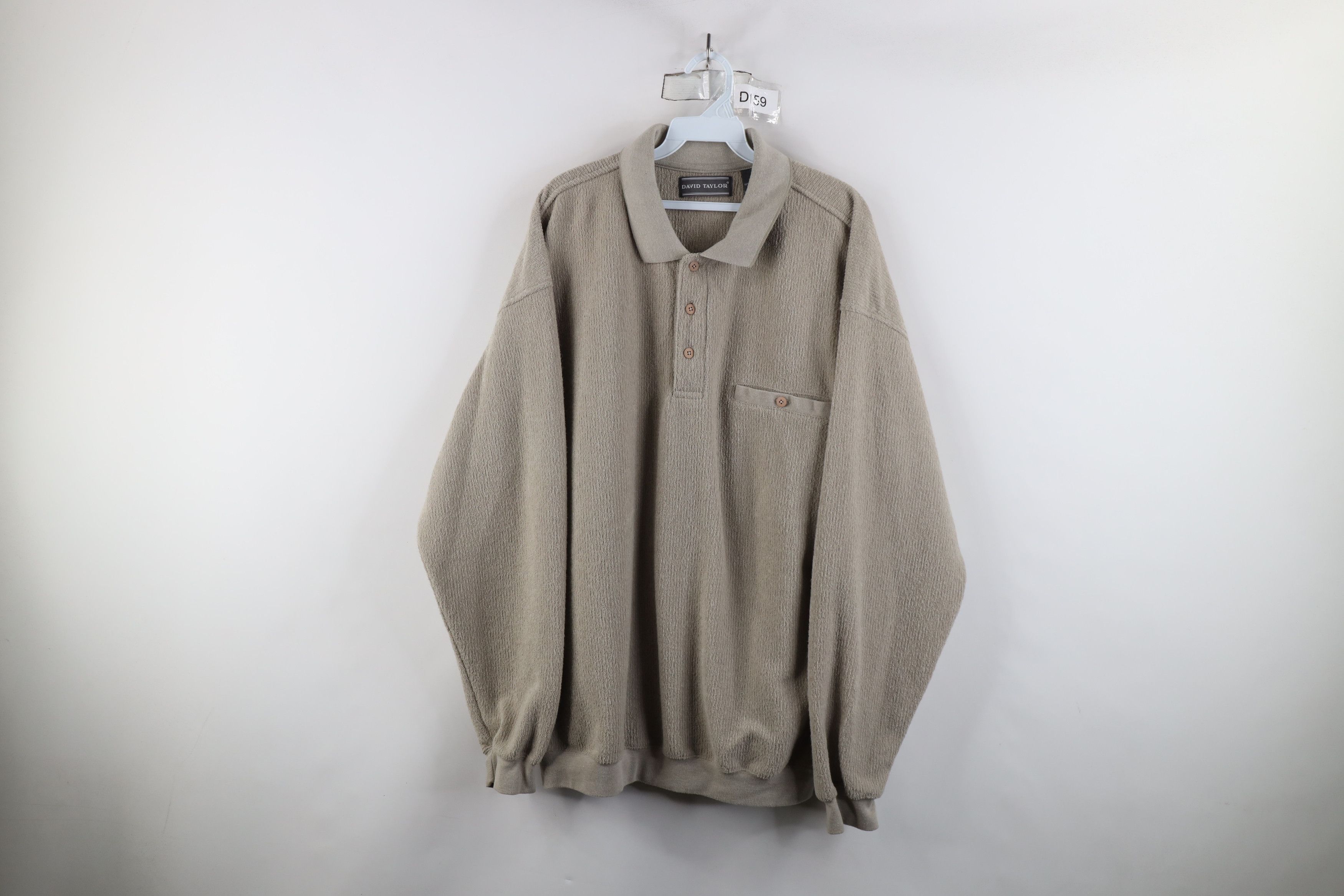 Vintage Vintage 90s Streetwear Terry Cloth Collared Sweatshirt Size US XL / EU 56 / 4 - 1 Thumbnail