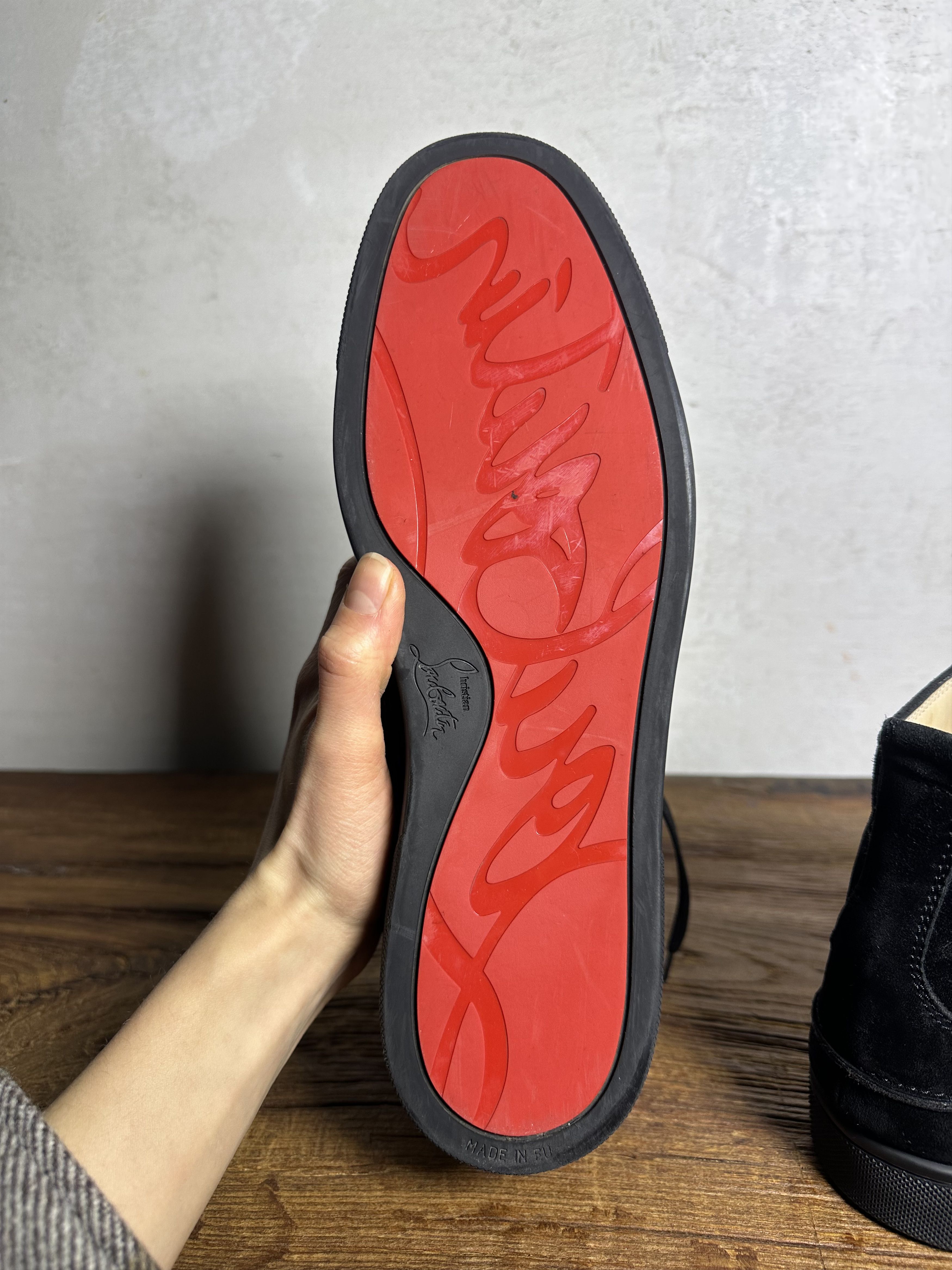 Christian Louboutin Christian Louboutin Louis Black Veau Suede High-Top Sneakers Size US 10.5 / EU 43-44 - 8 Thumbnail
