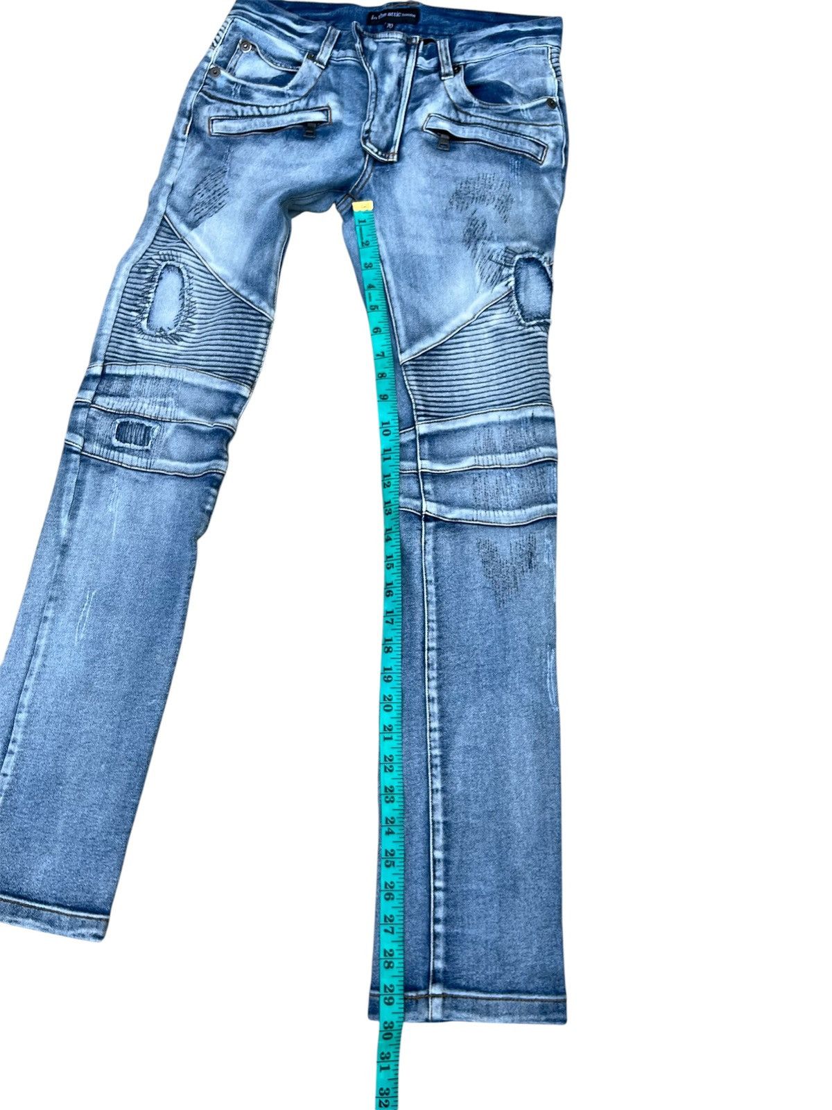 In The Attic In The Attic Homme Moto Distressed Denim Jeans Y2K Japan Size US 28 / EU 44 - 18 Thumbnail
