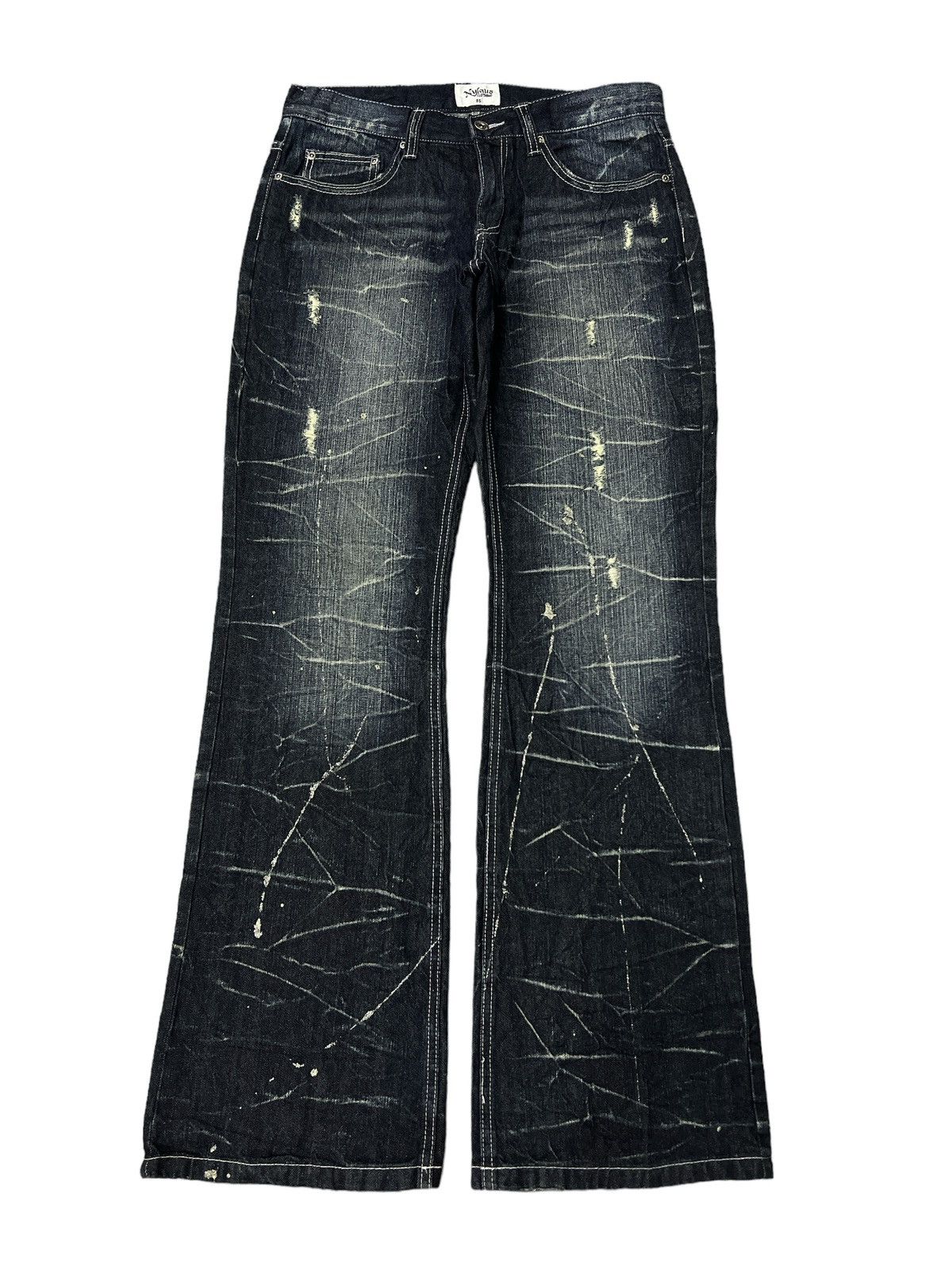 If Six Was Nine × Japanese Brand FLARED💥NYLAUS SPLATER RIPPED DISTRESSED DENIM PANT Size US 32 / EU 48 - 1 Thumbnail
