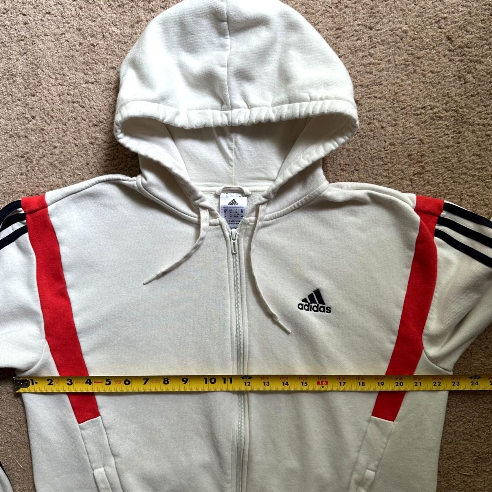 Adidas Adidas Hoodie Womens Medium Full Zip White Pockets Sweatshirt Size M / US 6-8 / IT 42-44 - 7 Thumbnail