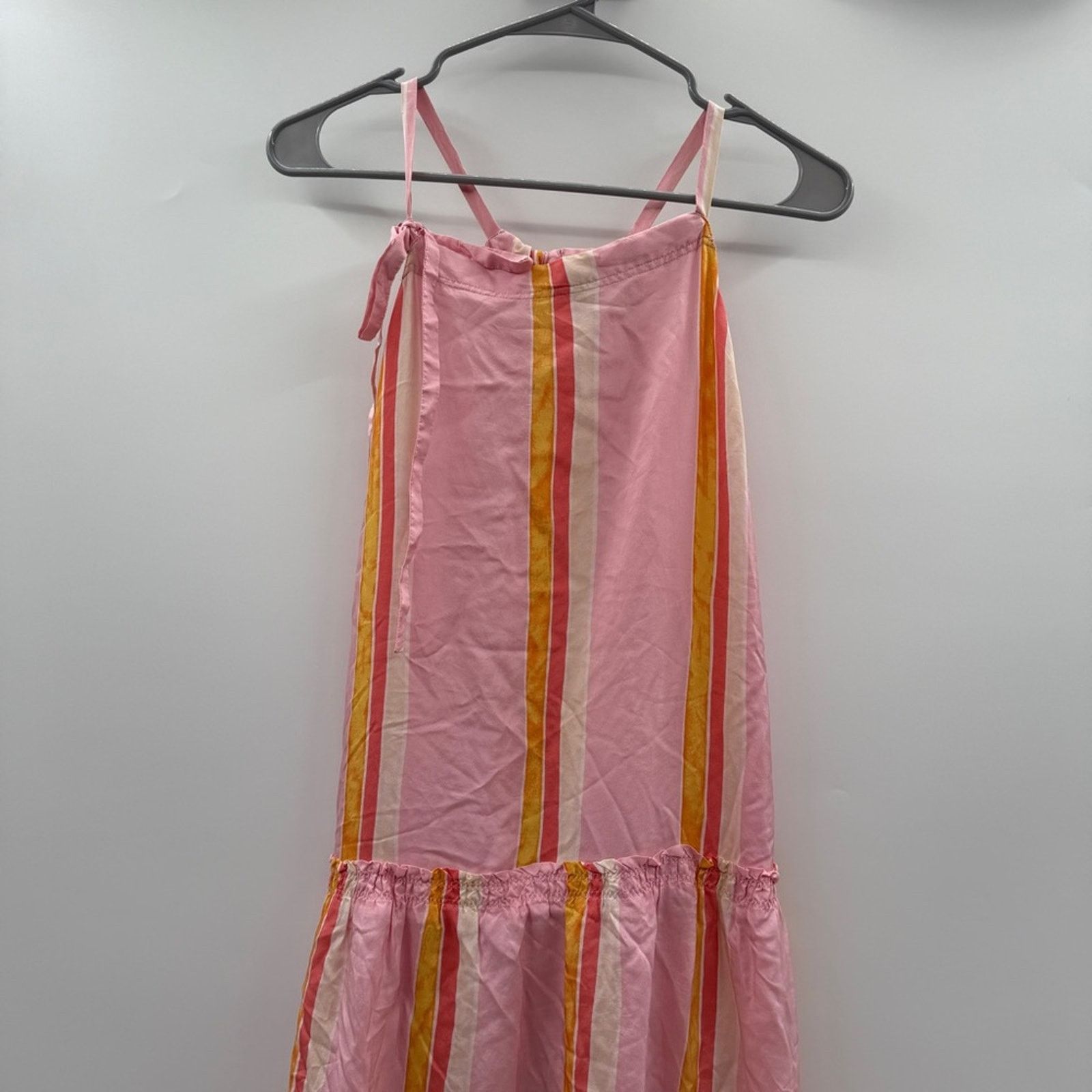 Club Monaco Club Monaco Amirra Silk Pink Multi Stripe Tiered Midi Dress Size XL / US 12-14 / IT 48-50 - 4 Thumbnail