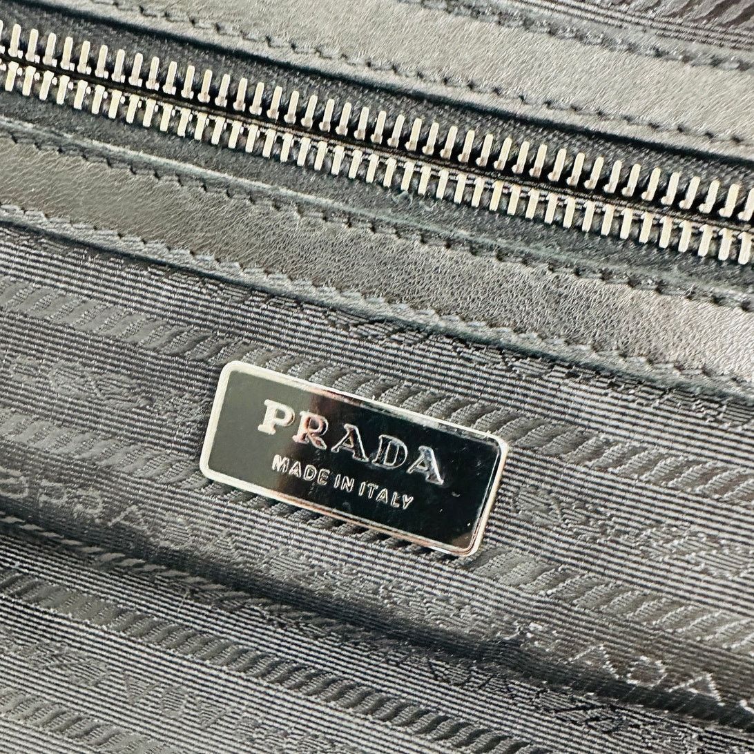 Prada Prada Vintage 90s Black Nylon Leather Buckle Braided Handle Size ONE SIZE - 12 Thumbnail