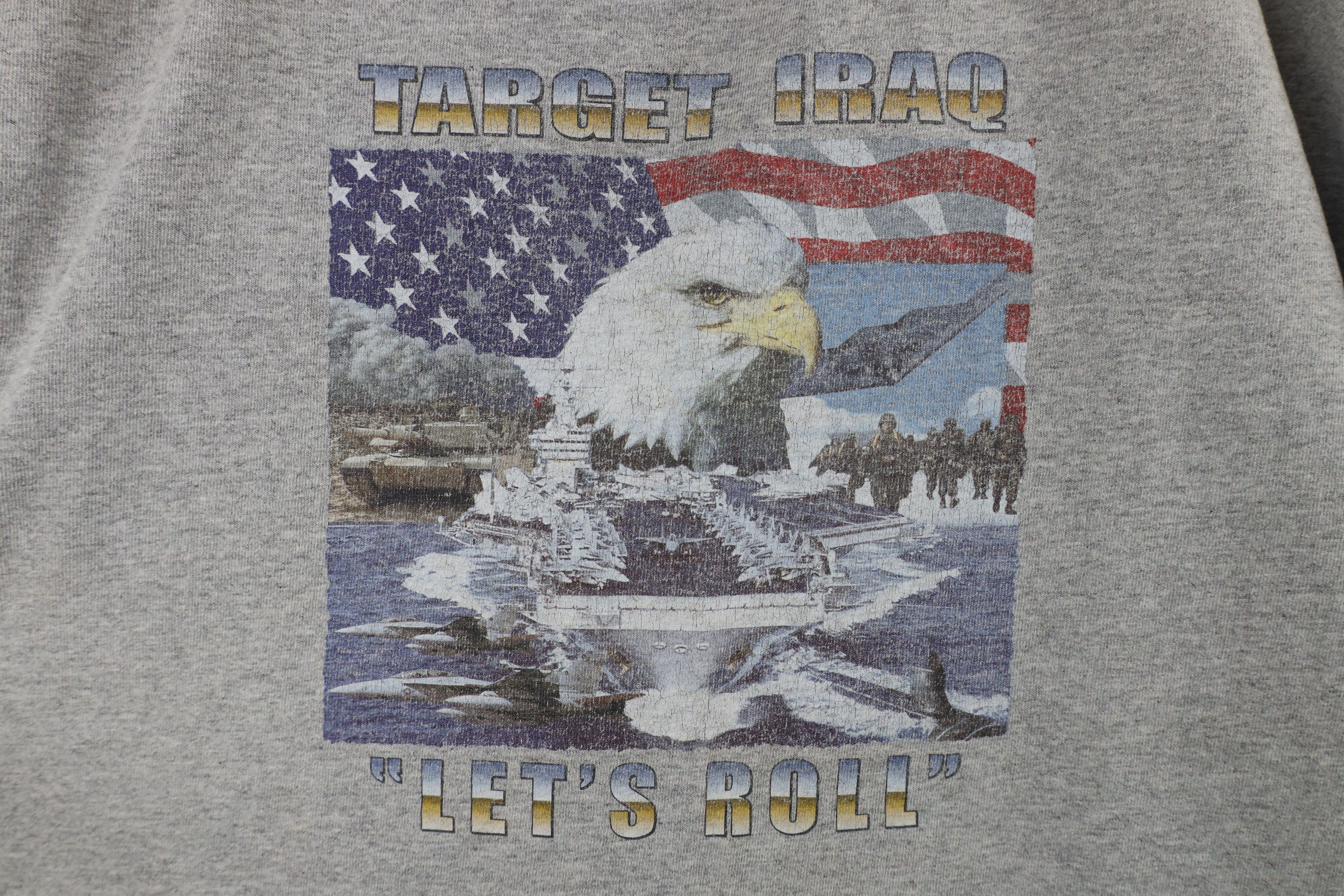 Vintage Vintage Y2K Spell Out Target Iraq Lets Roll Military T-Shirt Size US XL / EU 56 / 4 - 4 Thumbnail