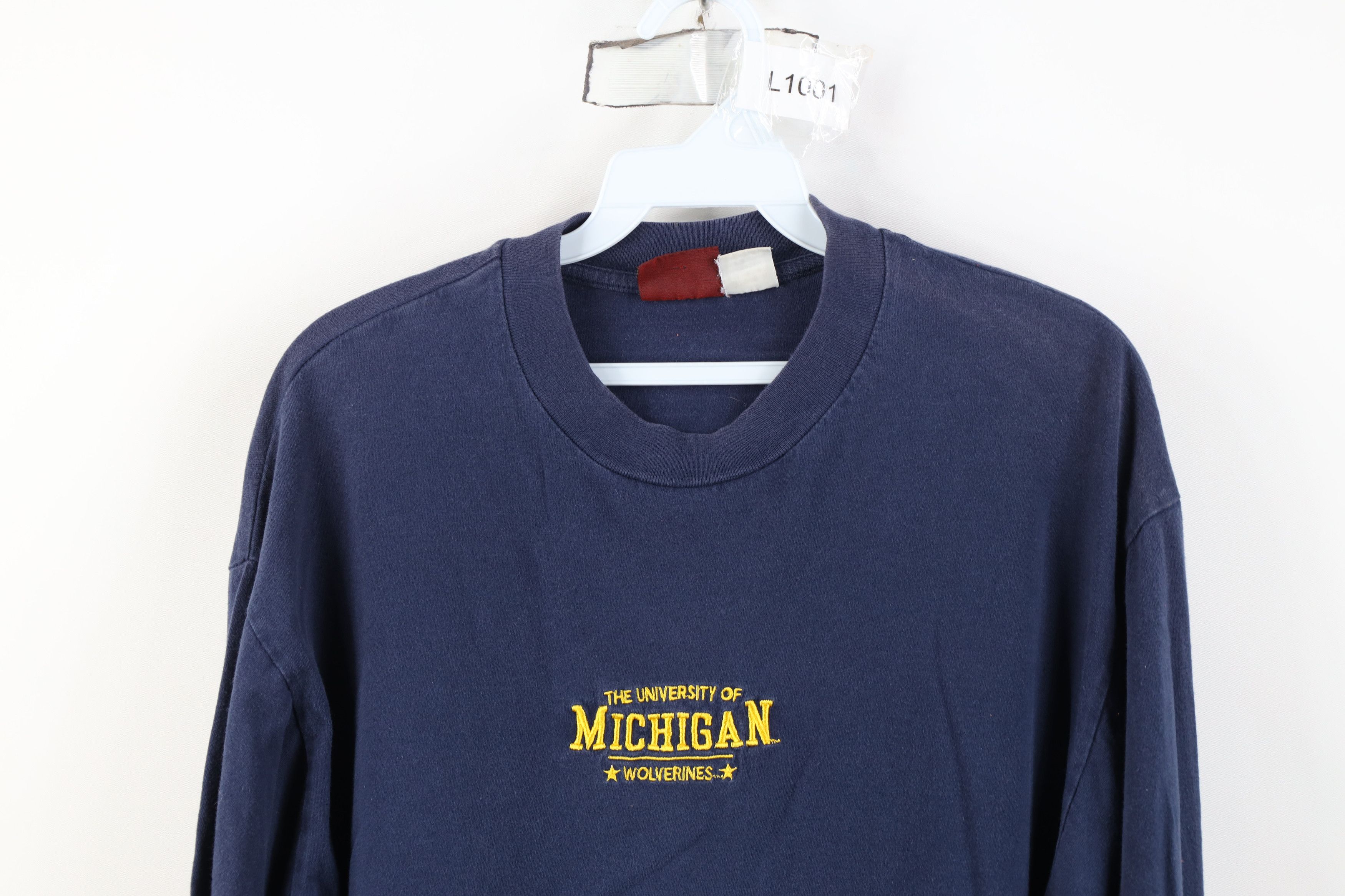 Vintage Vintage 90s University of Michigan Long Sleeve T-Shirt Blue Size XL / US 12-14 / IT 48-50 - 2 Thumbnail