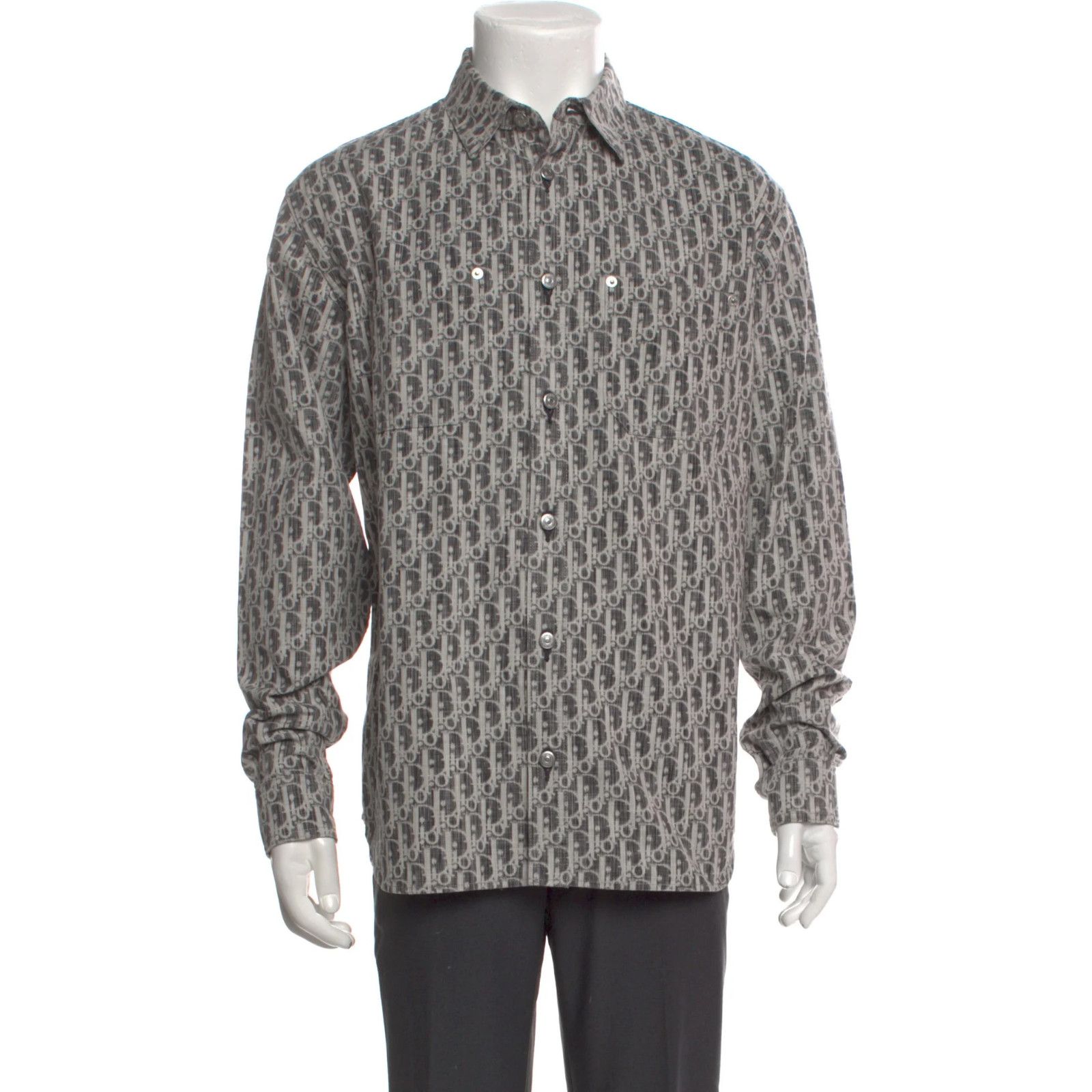 Dior Dior Black Grey Oblique Kasuri Cotton Denim Button Up Down Size US M / EU 48-50 / 2 - 4 Thumbnail