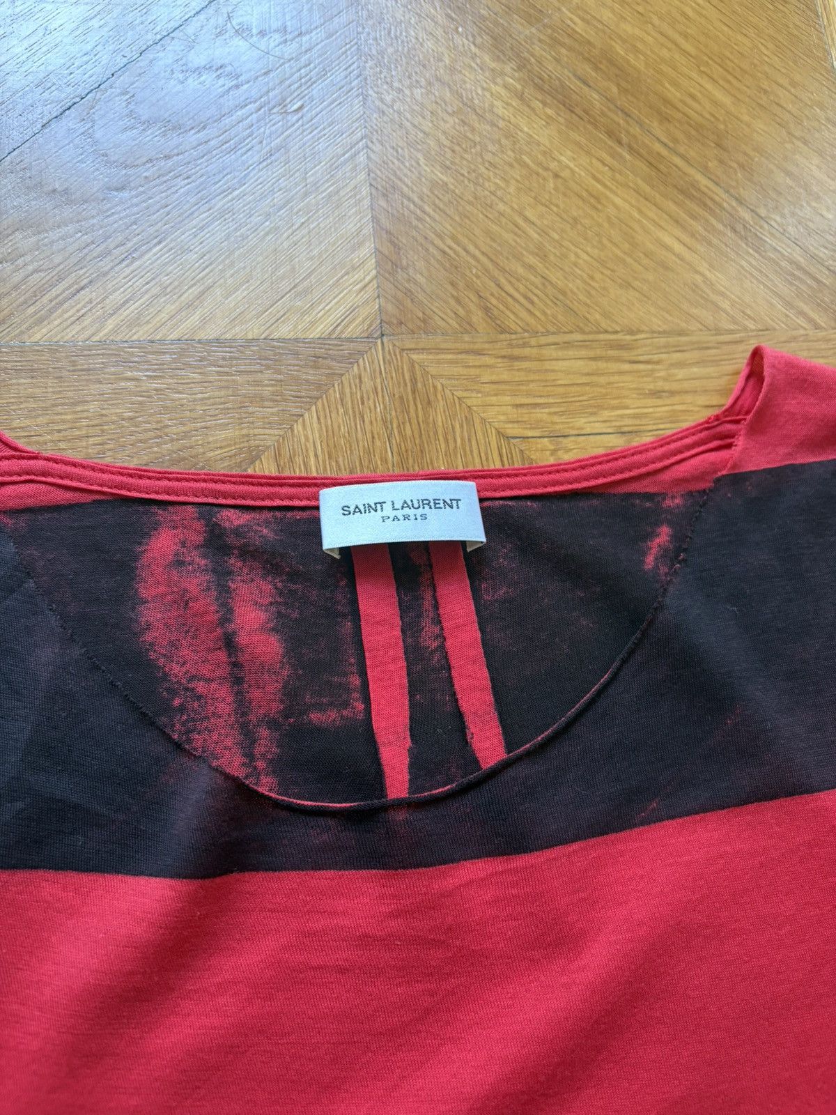Saint Laurent Paris Red Striped T-Shirt Size US M / EU 48-50 / 2 - 2 Thumbnail