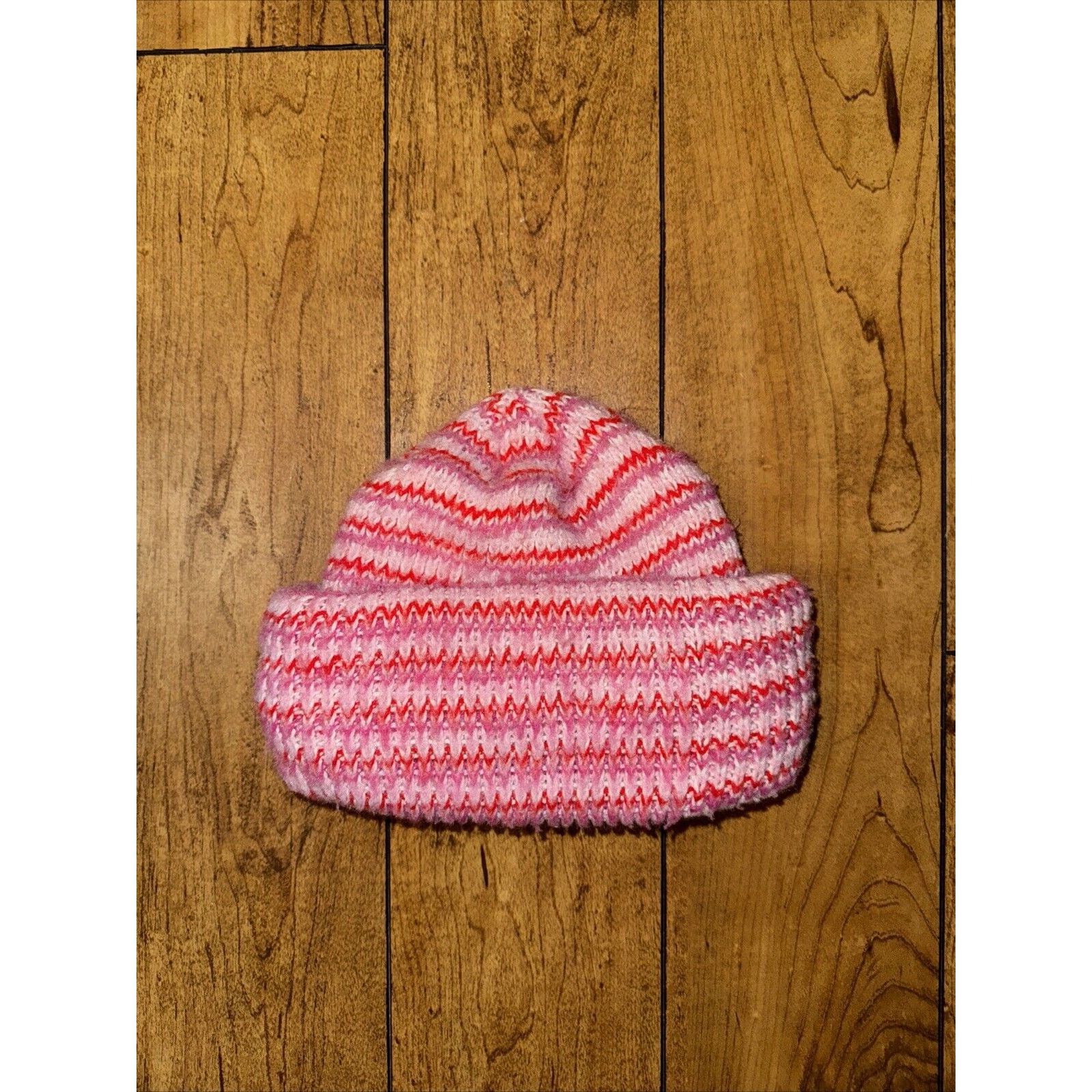 Vintage Thick Knitted Beanie Pink Size ONE SIZE - 1 Preview
