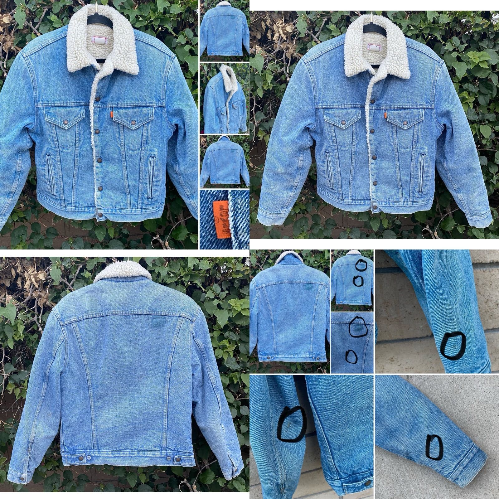 Levi's VINTAGE Levi’s Trucker Denim Jacket Orange Tab Made in USA 42 Sherpa Lined Western Quilted Nylon Sleeves Mens Size US XS / EU 42 / 0 - 9 Thumbnail