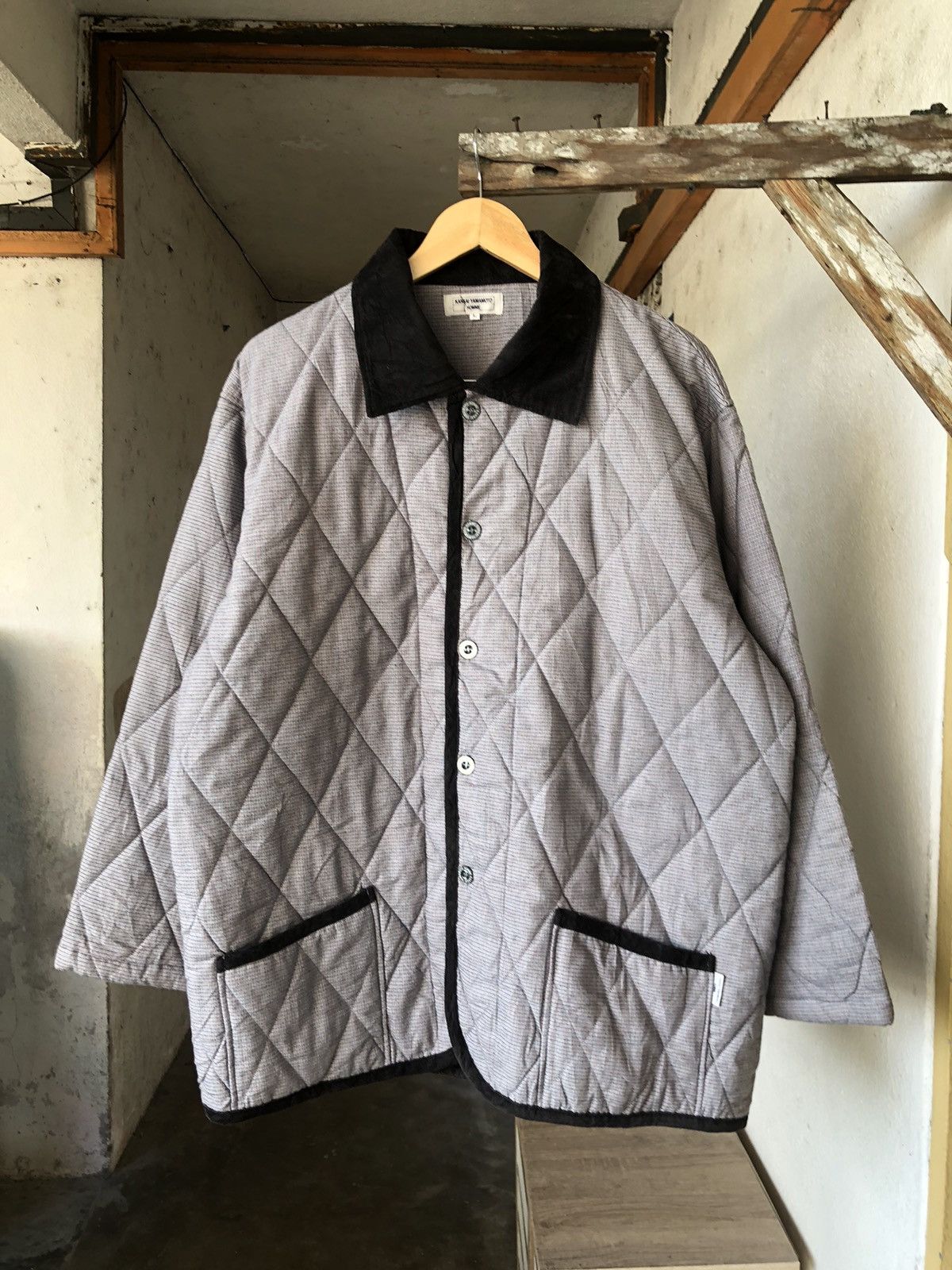 image of Kansai Yamamoto Homme Oversized Button Up Jacket in Grey, Men's (Size Large)