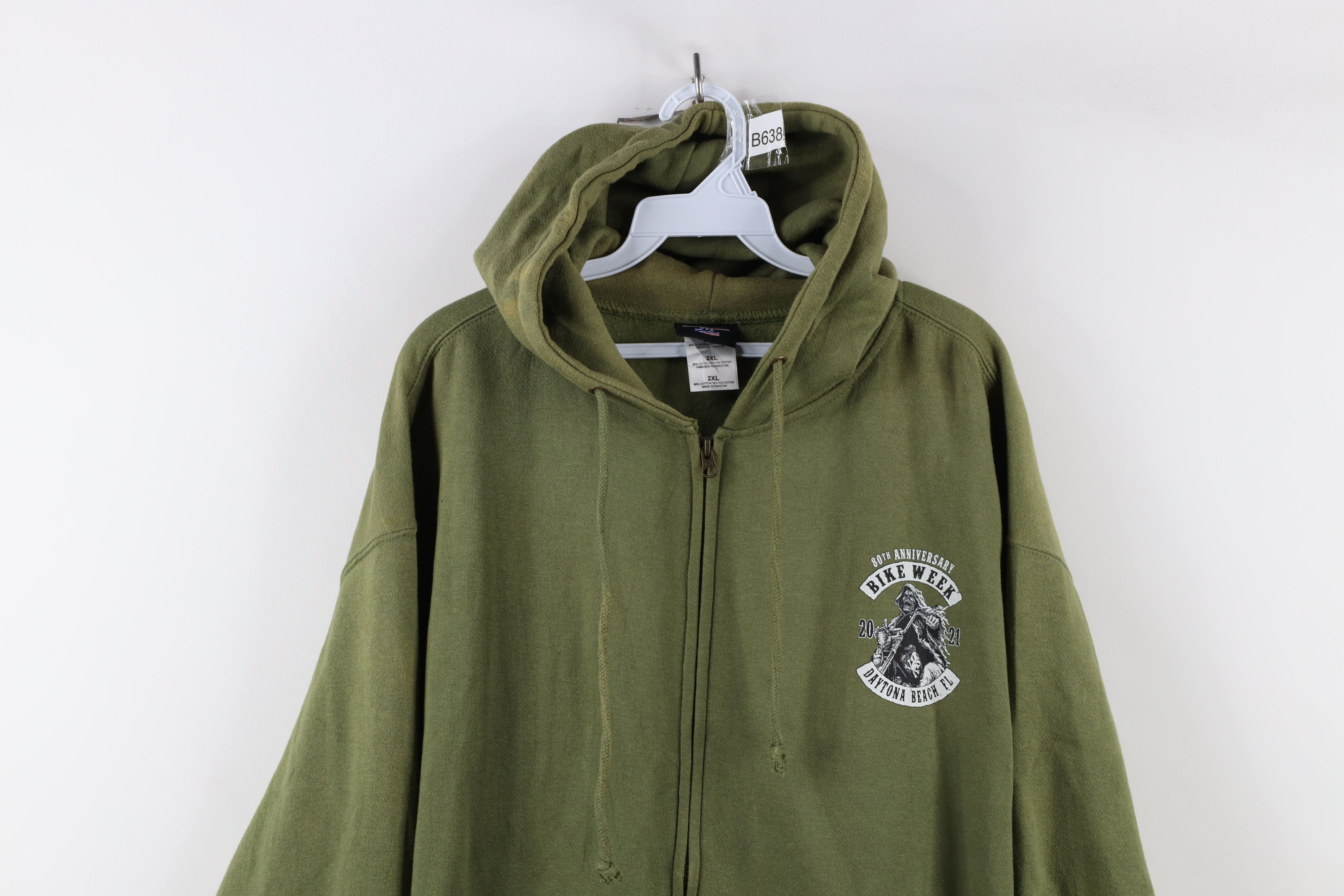 Vintage Y2K Streetwear 2021 Bike Week Grim Reaper Skeleton Hoodie Size US XXL / EU 58 / 5 - 2 Thumbnail