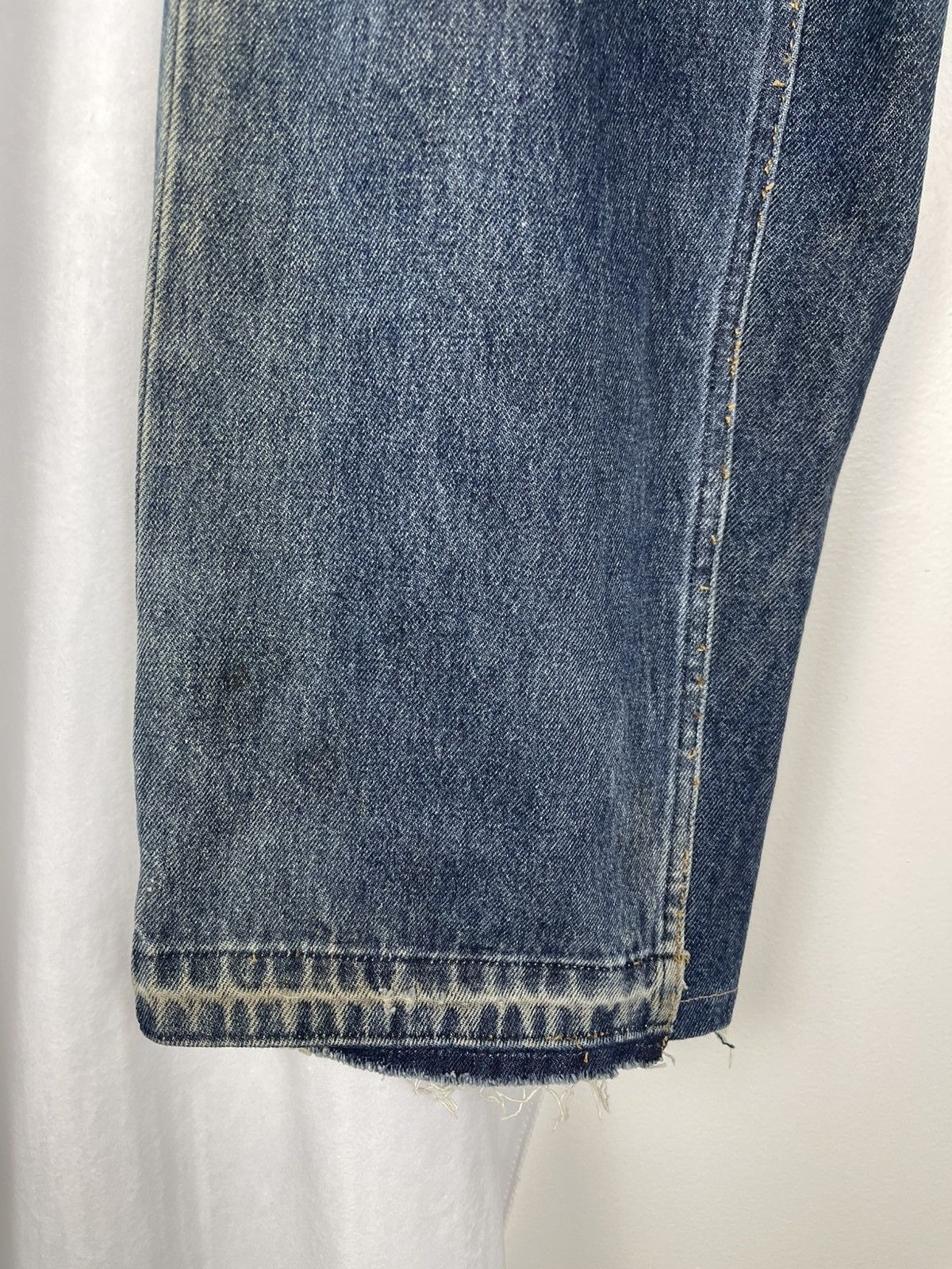 Vintage Wide Japanese clawmark dirty wash faded denim released hem Size US 34 / EU 50 - 3 Thumbnail