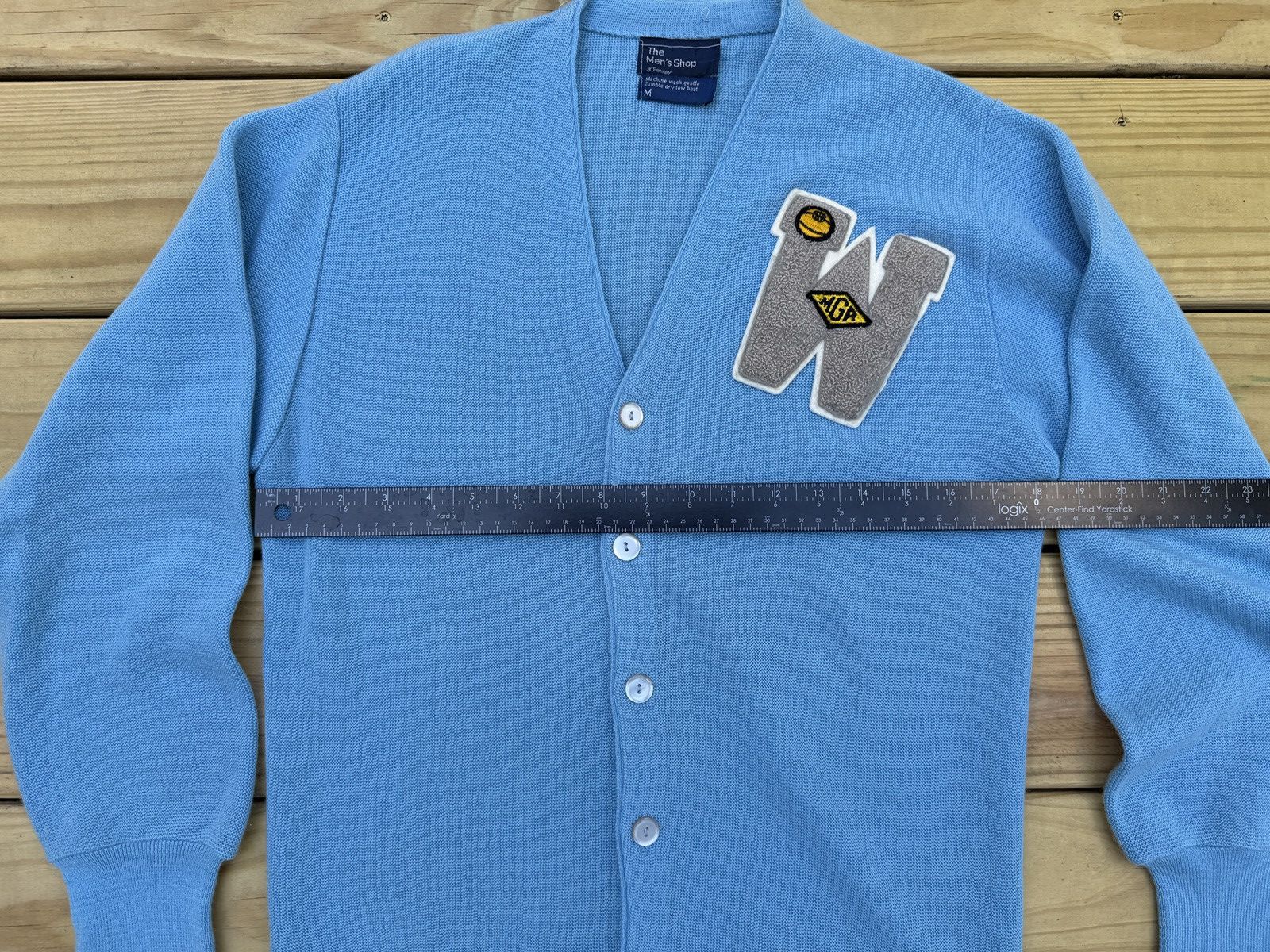 JCPenney Vintage Light Blue Varsity Sweater Size US M / EU 48-50 / 2 - 6 Thumbnail