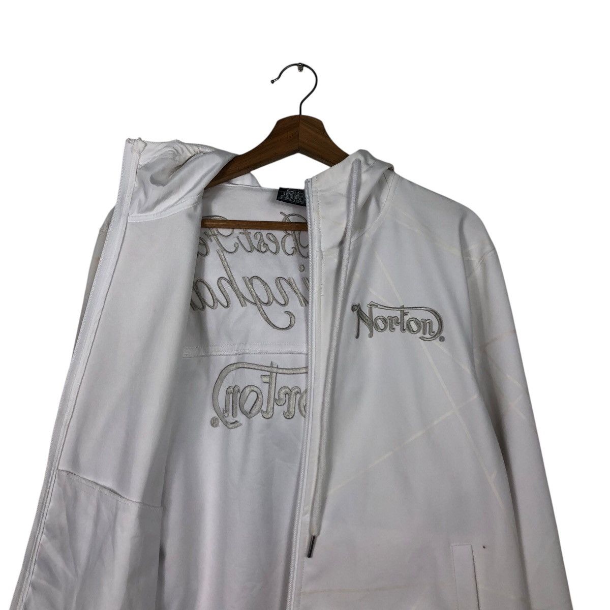 Japanese Brand Rich White Zipper Jacket Hoodie Norton Big Logo Embroidered Size US L / EU 52-54 / 3 - 16 Thumbnail