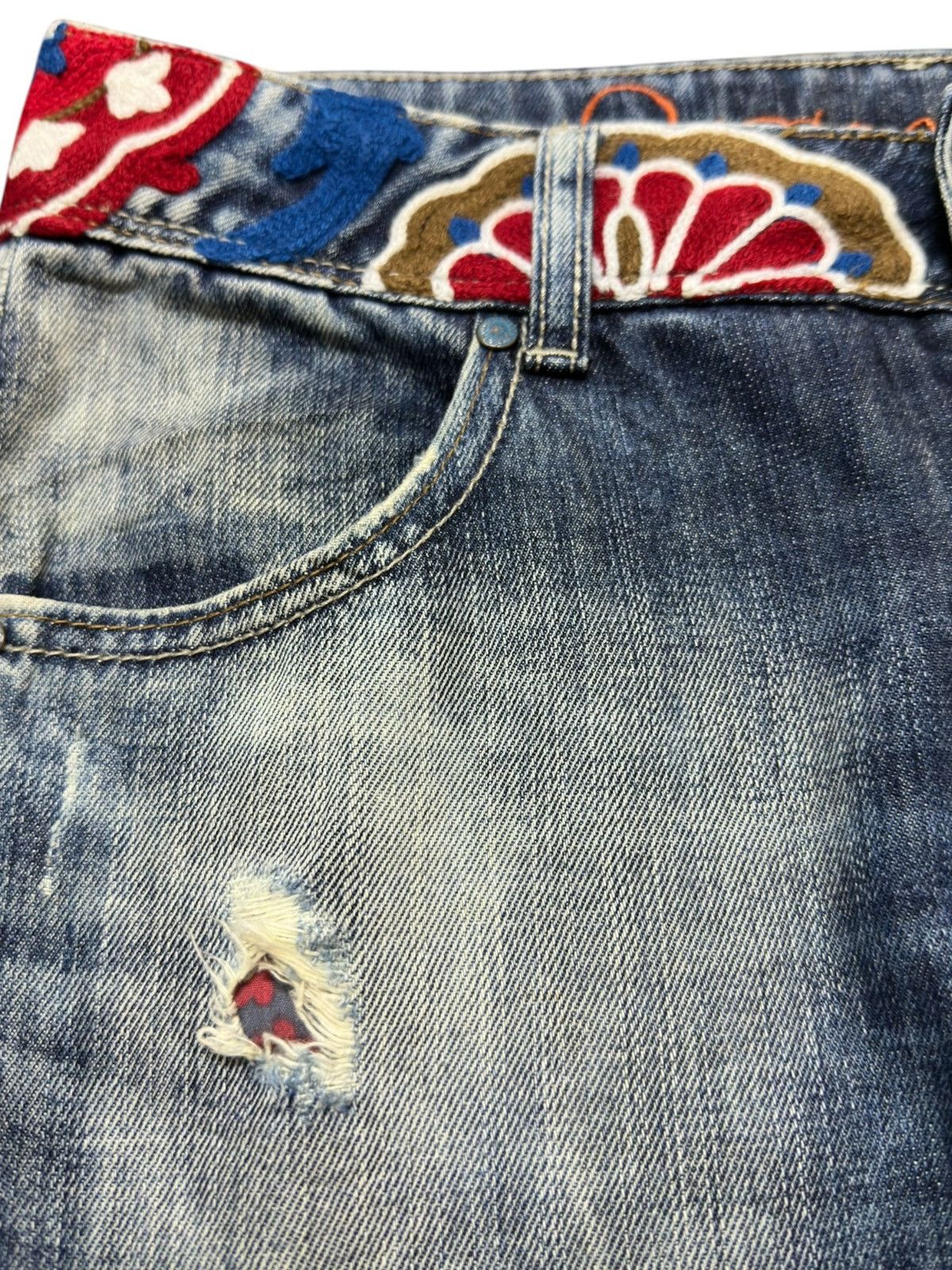 Desigual Vintage Desigual Curve Leg Acid Wash Slim Fit Denim Size US 29 - 3 Thumbnail