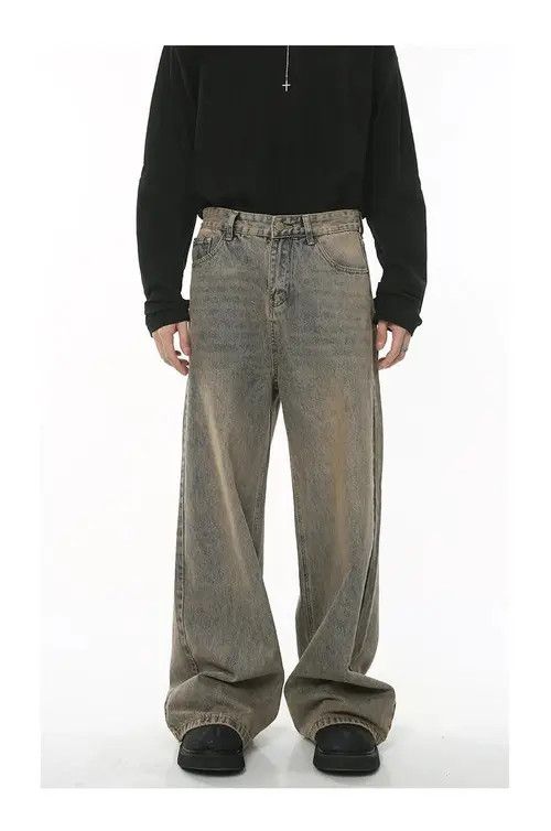 image of Avant Garde Baggy Jeans Worn Out Loose in Blue, Women's (Size 27)