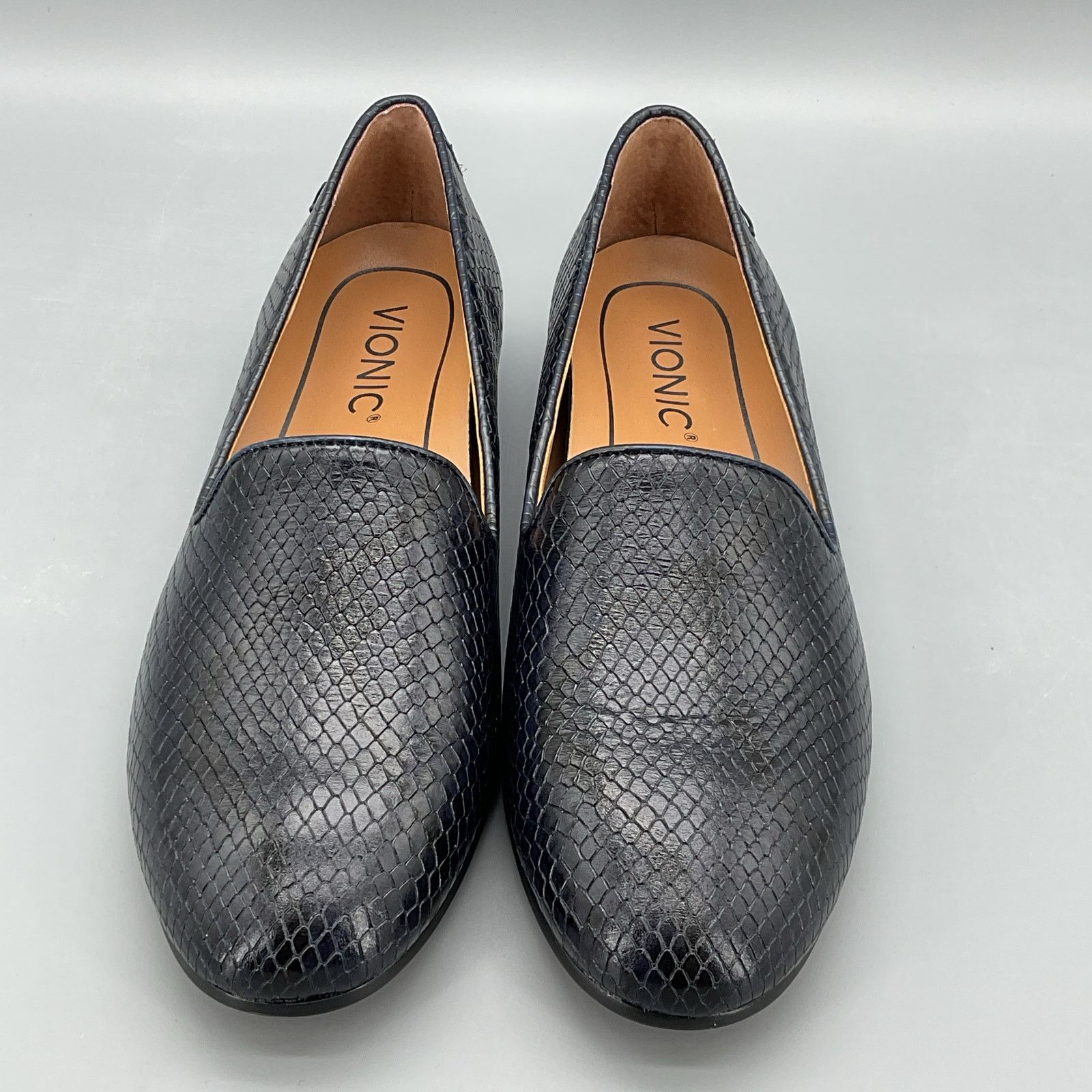 Vionic Vionic Women Willa Boa Snakeskin Embossed Loafer Navy Size 5 Size US 5 / IT 35 - 3 Thumbnail