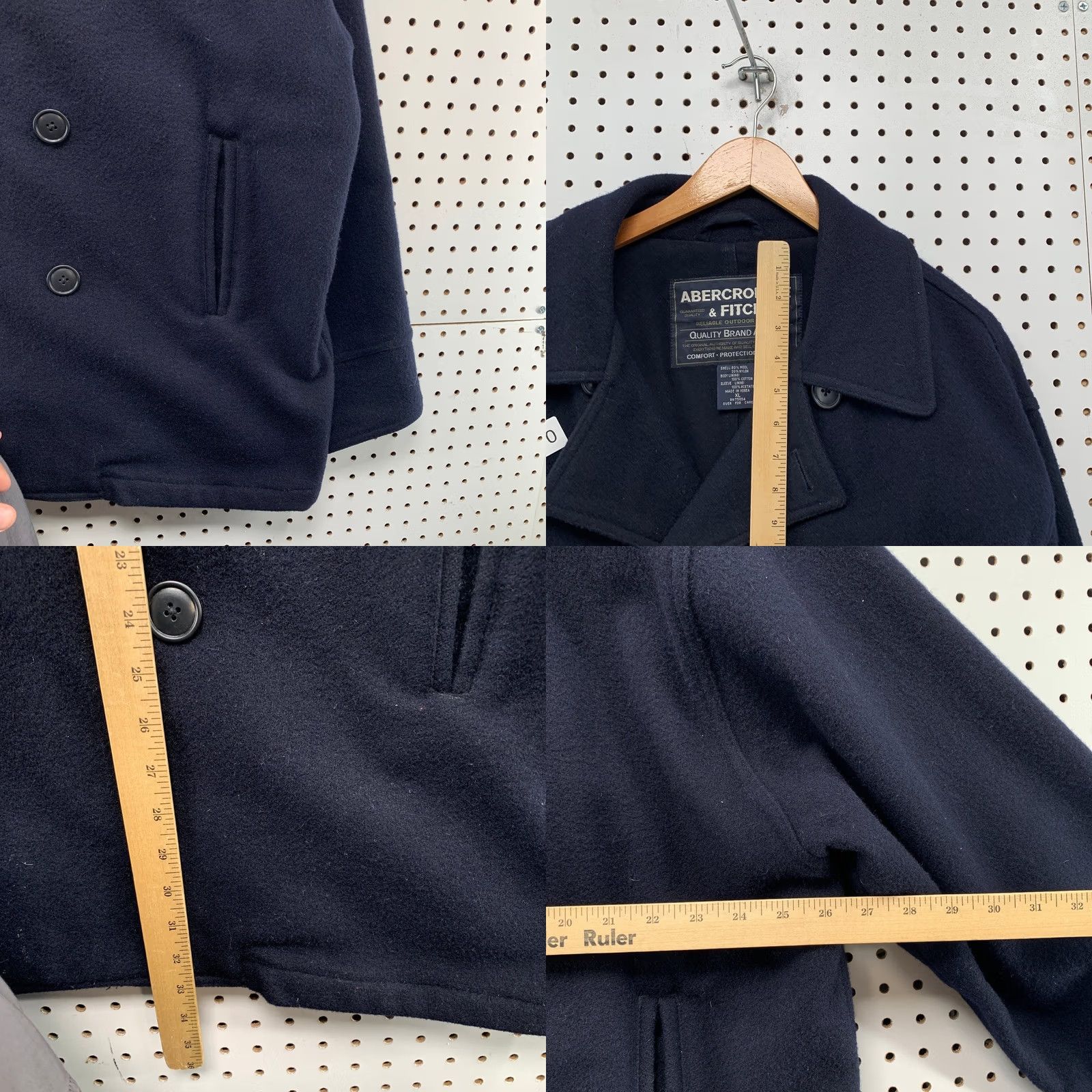 Abercrombie & Fitch Abercrombie & Fitch Wool Peacoat Men L Navy Blue Thick Heavy Double Breasted Vintage Regular Coat Size US L / EU 52-54 / 3 - 8 Thumbnail