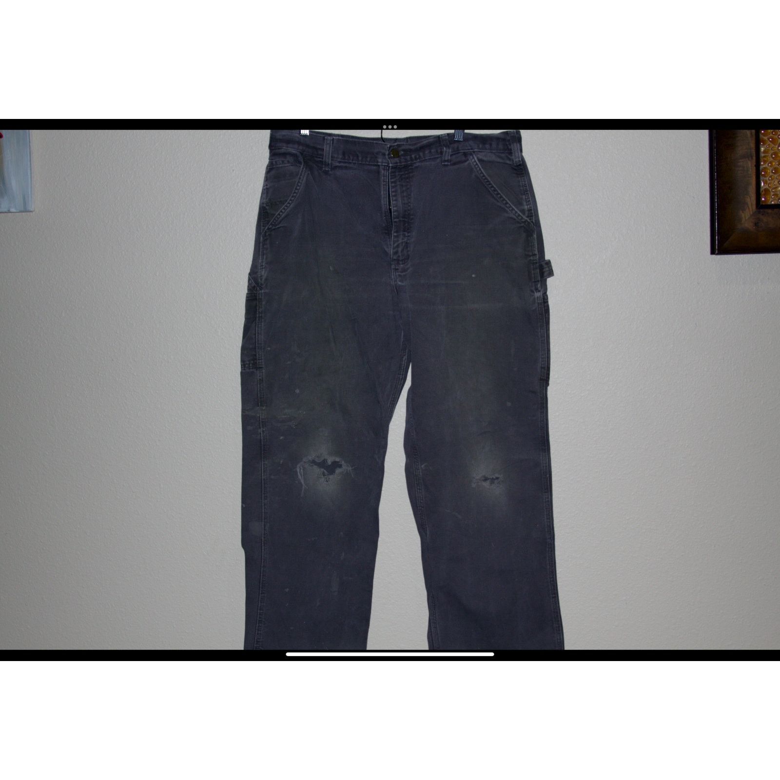Carhartt Carhartt B11 PTB Washed Black Work Pants 36x32 Distressed Size US 36 / EU 52 - 2 Thumbnail