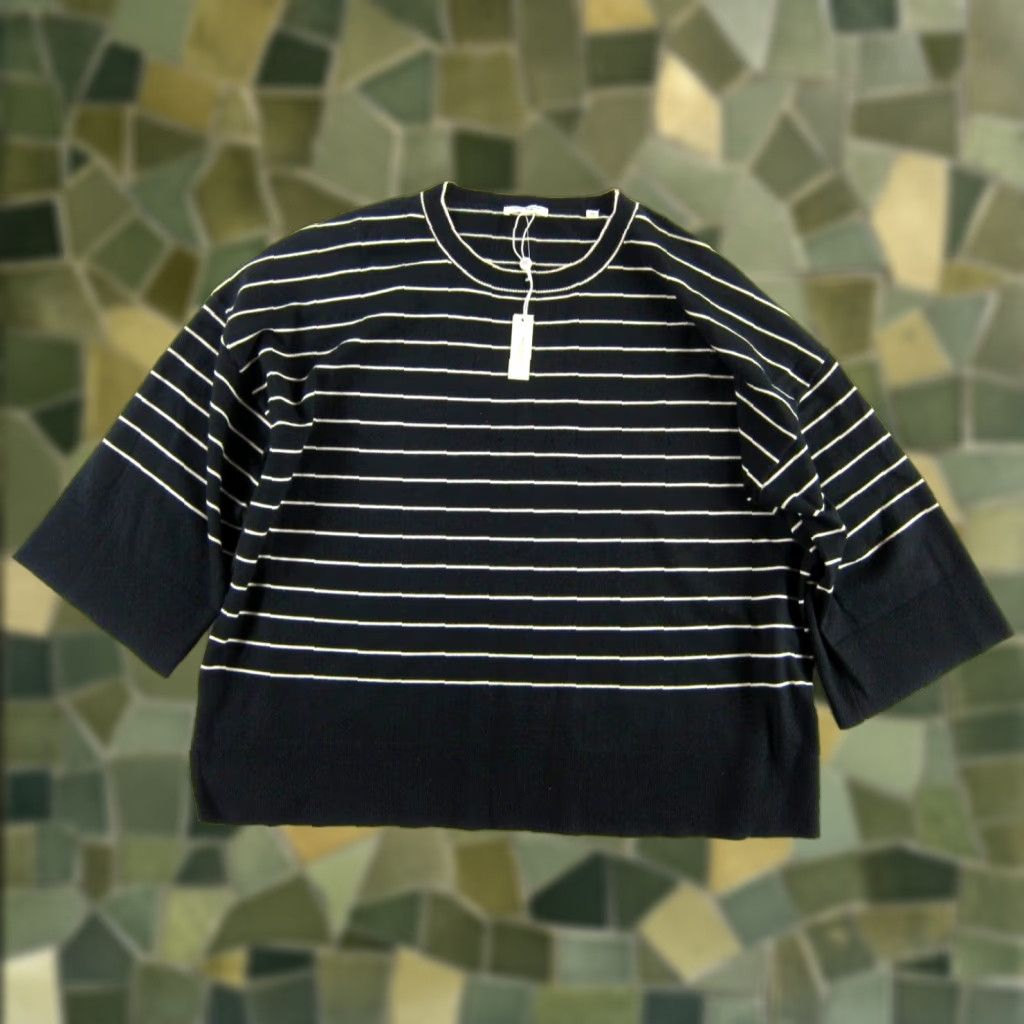 Vintage NWT Max Studio London Black Ivory Stripe Tight Knit 3/4 Flare Sleeve Sweater 2X Size XXL / US 16-18 / IT 52-54 - 1 Thumbnail