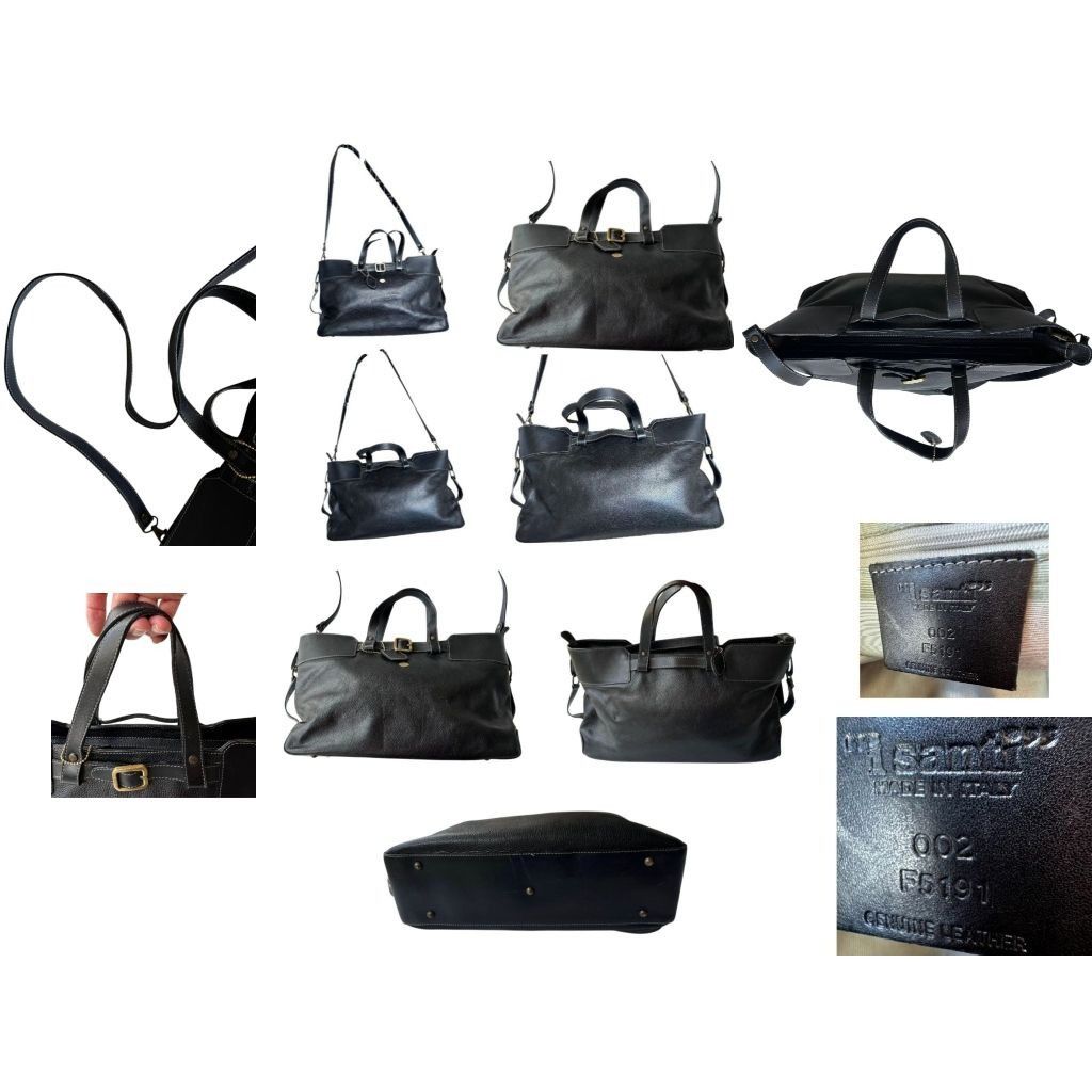 Designer × Vintage Isanti Leather Crossbody Bag Navy Top Zip Tote Handles Logo Size ONE SIZE - 7 Thumbnail