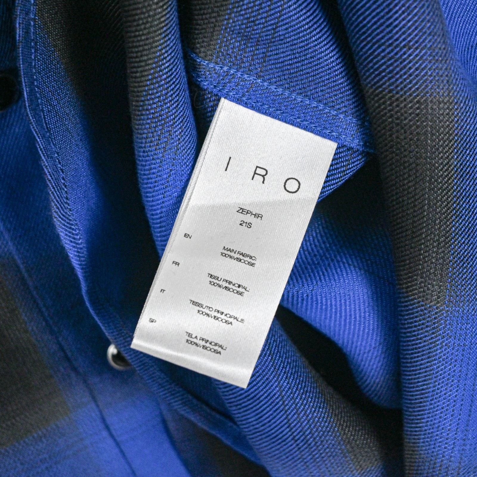 Iro IRO Zephir Plaid Print Pearl Snap Over Shirt Electric Blue Size US M / EU 48-50 / 2 - 6 Thumbnail