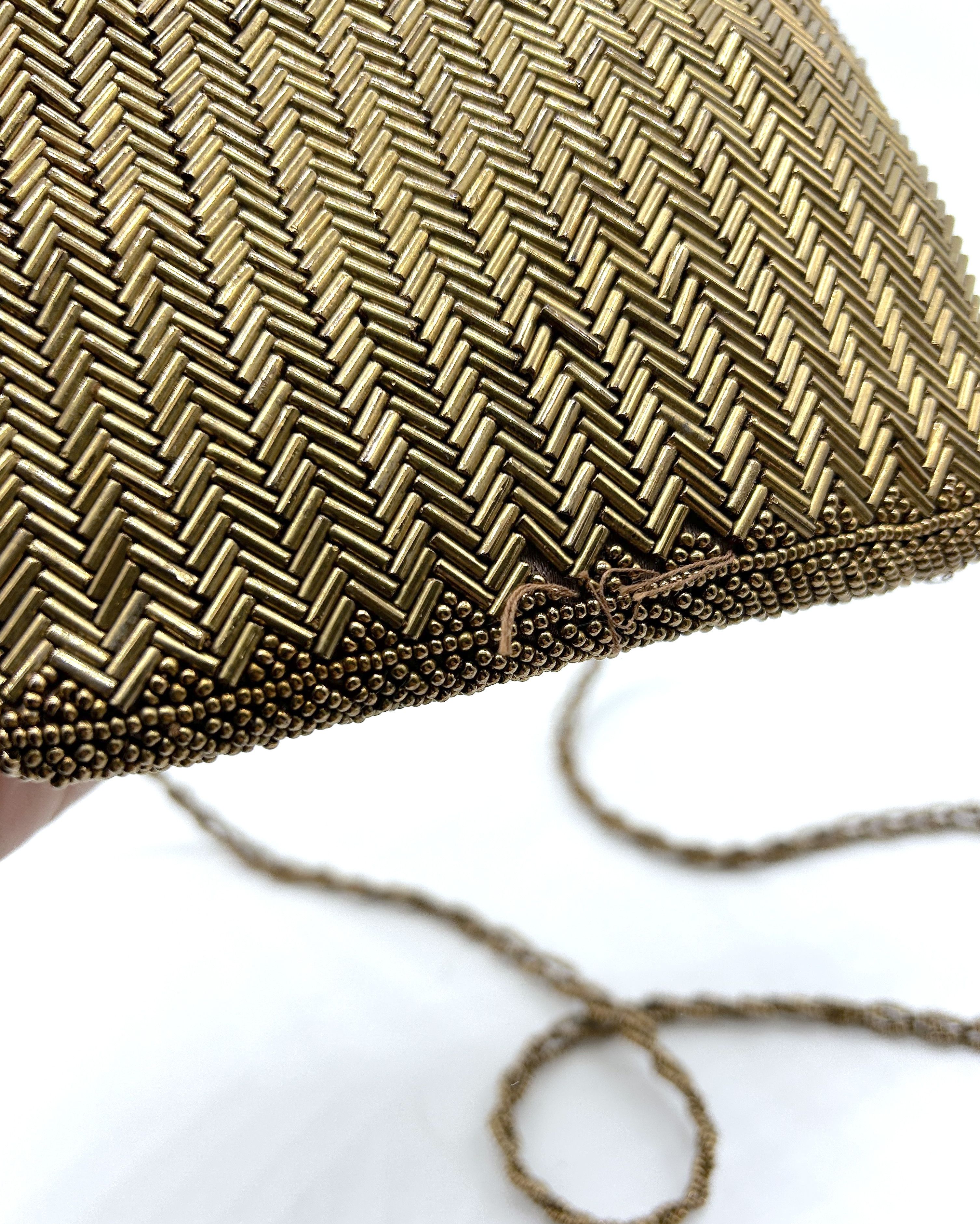 Vintage Bronze Beaded Satin Lined Bag Size ONE SIZE - 4 Thumbnail