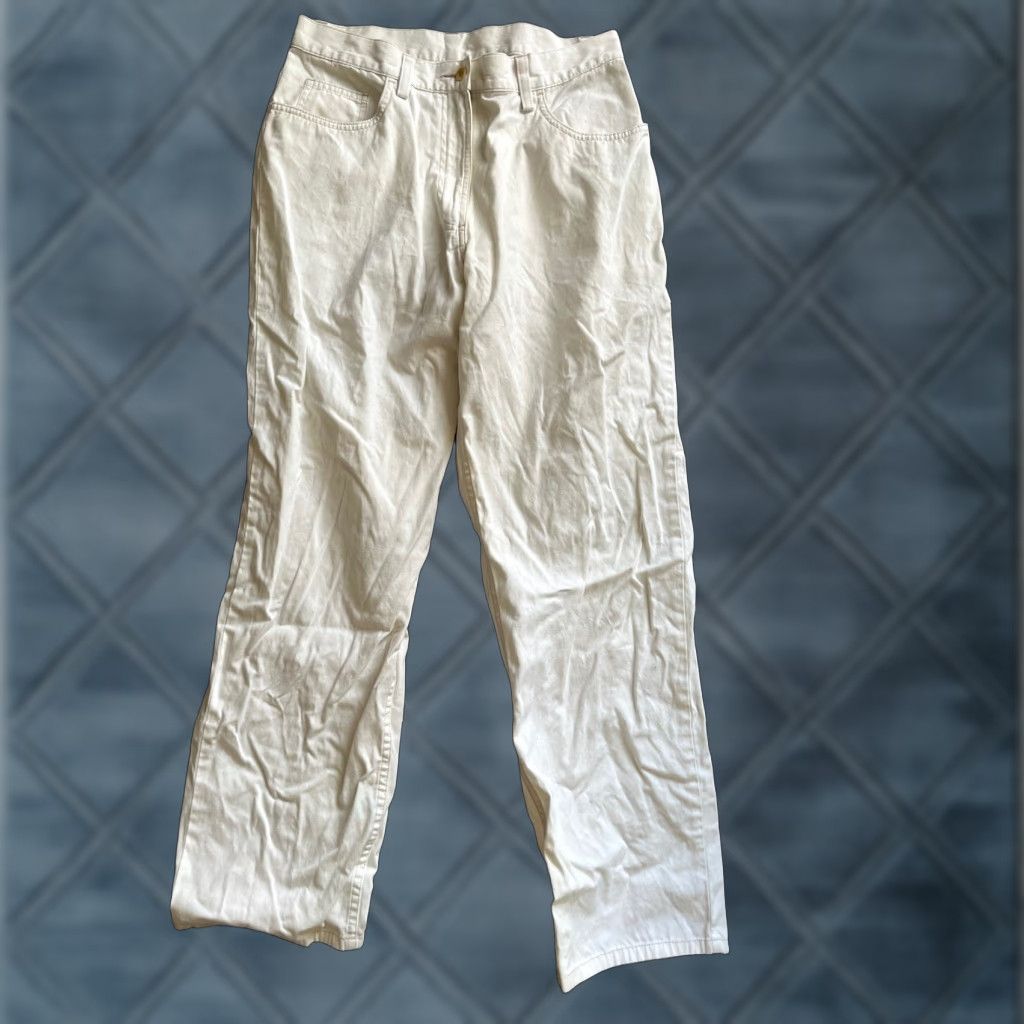 Vintage LL Bean Jeans White Denim Stretch Classic Straight 12 Regular Women Pants Cotton Blend Spandex Pocket 33 in Waist Vintage? (No) Size 33" - 1 Thumbnail