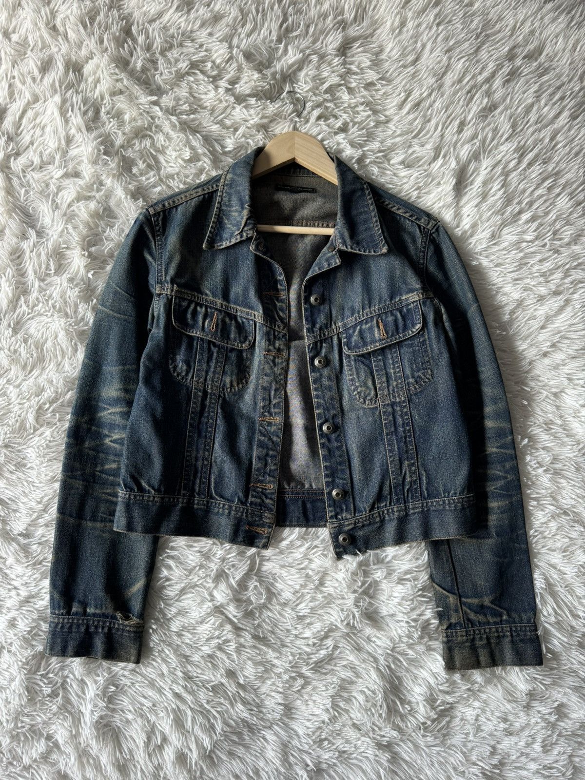 Hysteric Glamour Japanese Dyed Distressed Faded Washed Denim Trucker Jacket Size US M / EU 48-50 / 2 - 1 Thumbnail