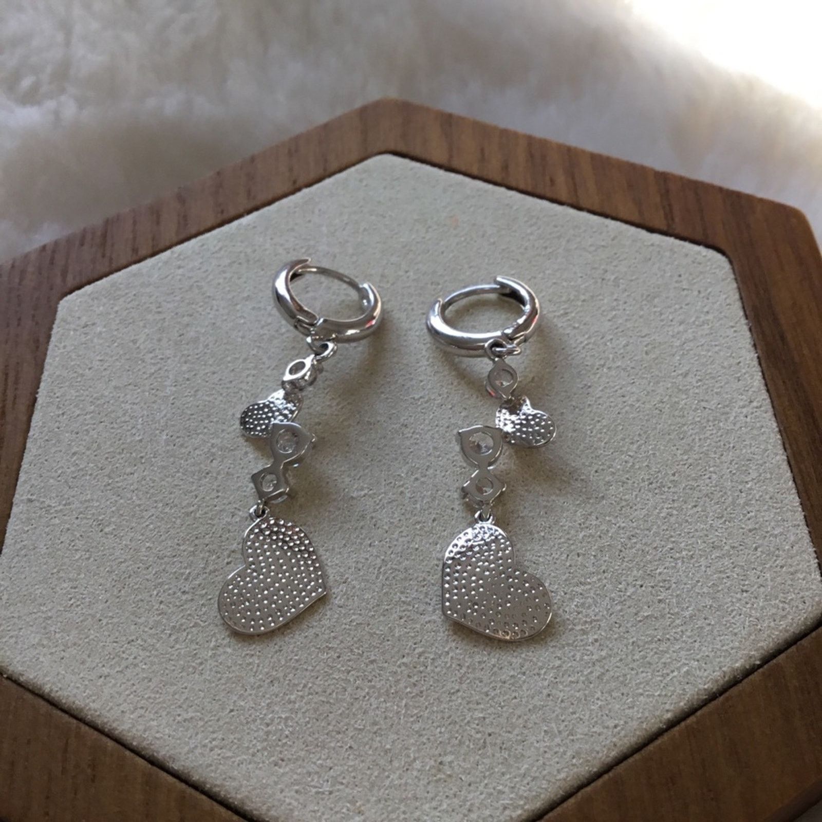 Other Charm Heart with Crystals Huggie Earrings Size ONE SIZE - 3 Thumbnail
